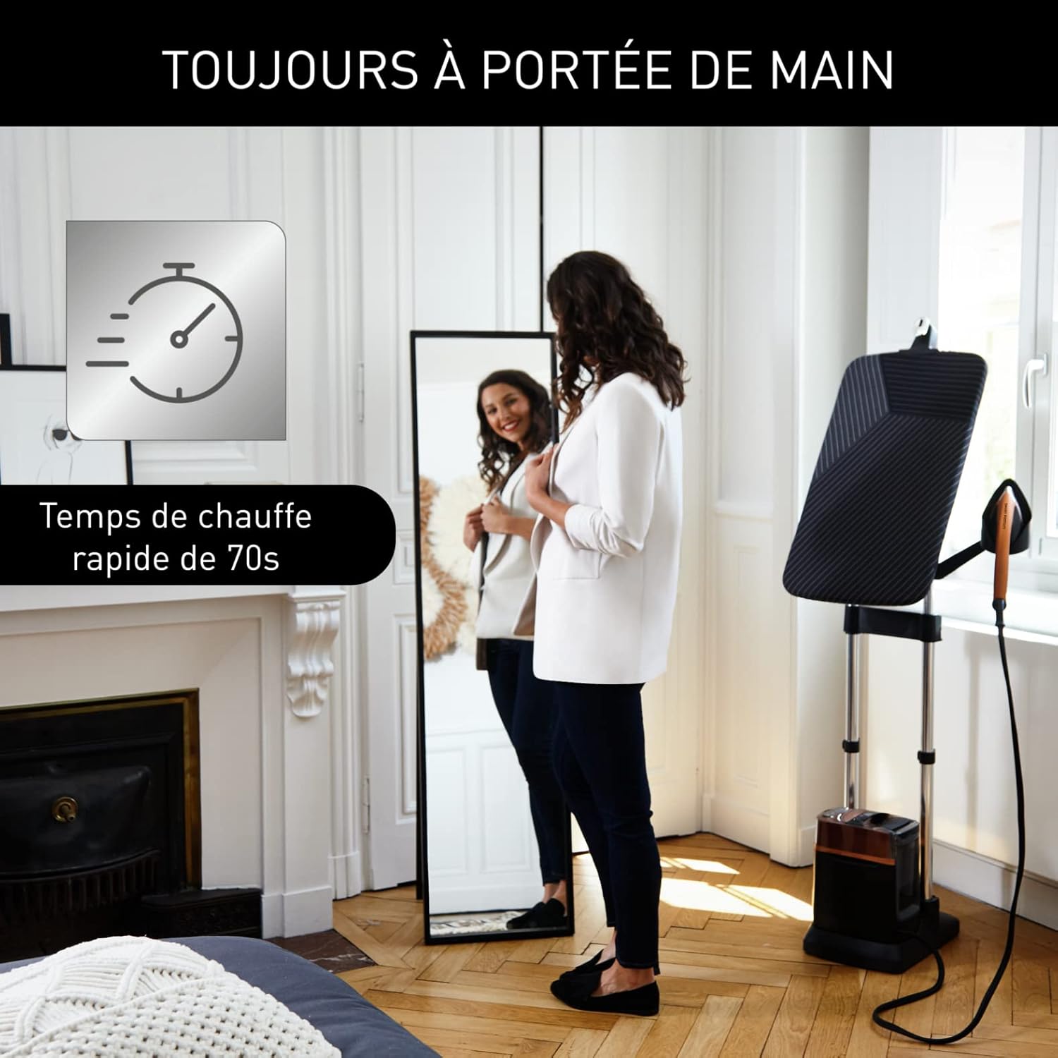 Calor Ixeo Power solution de défroissage tout-en-un, 2170 W, Fer à repasser avec planche Smartboard intégrée 3 positions, Pression d'une centrale vapeur de 5,8 bars, Fabriqué en France QT2020C0