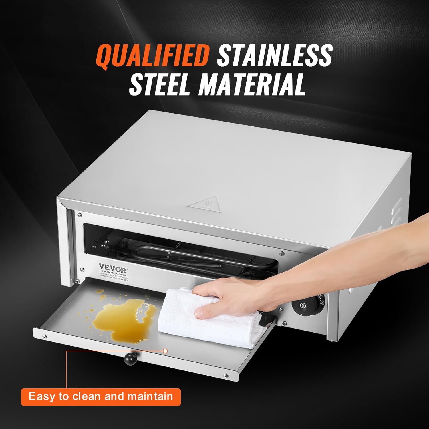 VEVOR Four à Pizza Commercial Capacité 16 po, Four Électrique de Comptoir Double Couche, en Acier Inoxydable, avec Pierre et Poignée, Machine à Pizza d'Intérieur Polyvalente pour Restaurant Maison