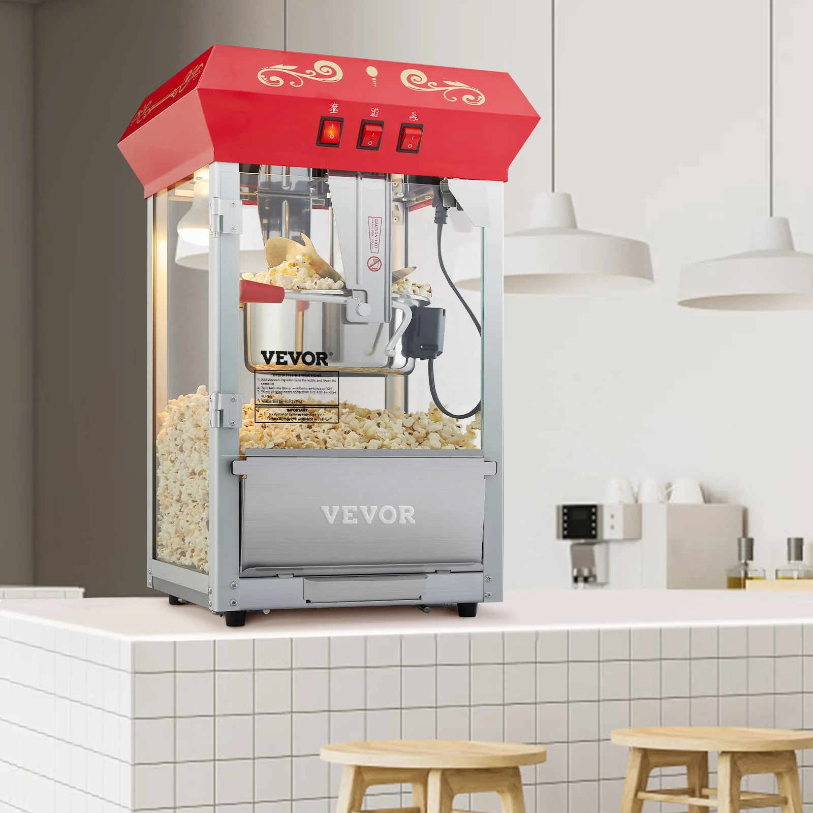 VEVOR Commercial Popcorn Machine for 48 Cups per Batch