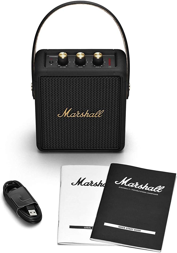 Marshall Stockwell II Enceinte Bluetooth Portatif - Noir et Laiton[Exclusif Amazon]