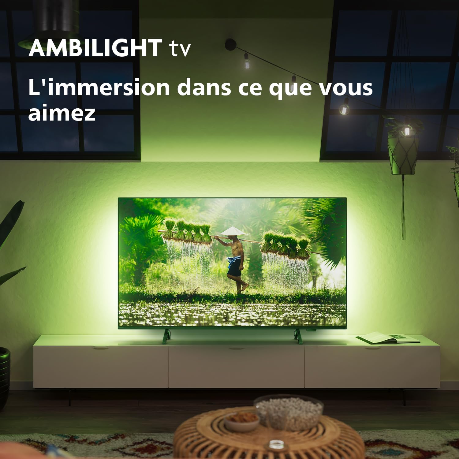 Philips Ambilight 43PUS8109 Smart TV LED 4K - Écran 43 Pouces avec Plate-Forme Pixel Precise Ultra HD, Titan OS et Son Dolby Atmos, Fonctionne avec l’Assistant Vocal Alexa et Google - Chrome satiné