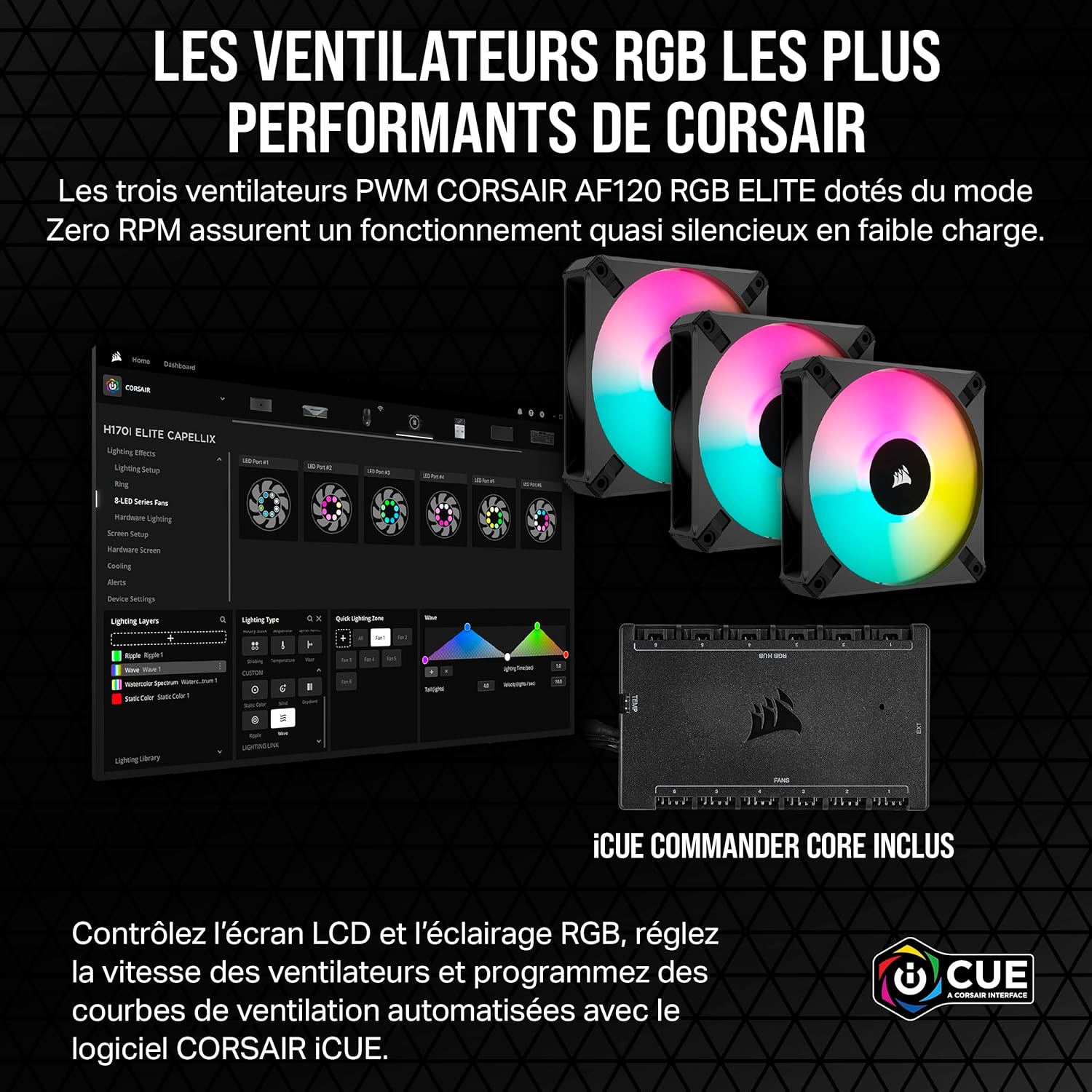 Corsair iCUE H150i Elite LCD XT Refroidisseur de CPU Liquide - Écran LCD IPS - Trois Ventilateurs AF120 RGB Elite - Radiateur 360mm - Convient à Intel® LGA 1700, AMD AM5, et Plus - Noir