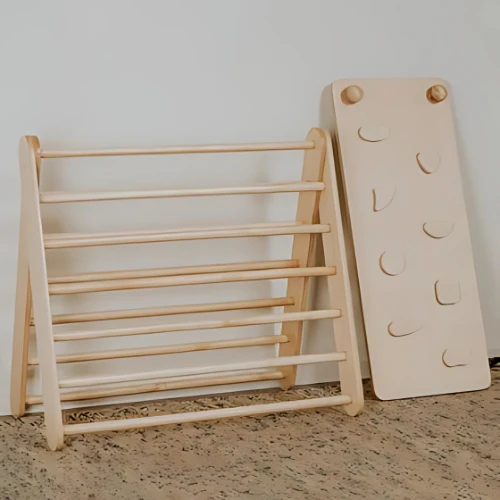 Aire de Jeux Montessori 3-en-1 : Triangle Pikler, Arche & Rampe d'escalade - Motricité & Eveil (8 mois - 6 ans)