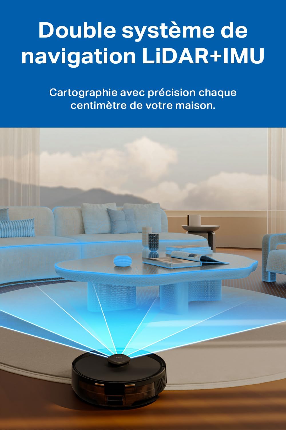 Tapo Aspirateur Robot Laveur 2 en 1 RV20Max Plus, Vidage Automatique, Silencieux Ultra Fin, Ultra puissante de 5300Pa, Navigation LiDAR, Auto-Charge Autonomie 180min, Tapis et Poils d'animaux