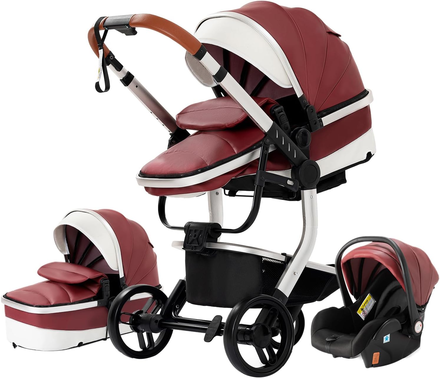NADDLILY Poussette 3 en 1, Poussette Bebe avec Conception Portable Pliable en Un Clic, Pousette 3 en 1 avec Poussée Réversible Bidirectionnelle, Poussette Canne avec Accessoires (V9 Black)