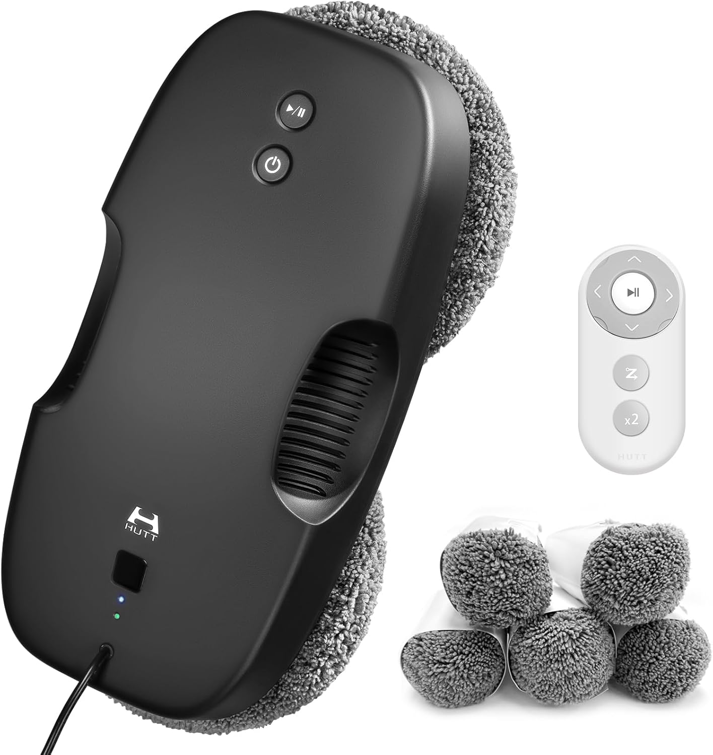 HUTT DDC55 Robot Nettoyeur Vitre, Robot Laveur de Vitre Automatique, Système de Sécurité, Navigation Intelligente, Télécommandé, pour Toutes Les Surfaces Lisses, avec 12 Chiffons