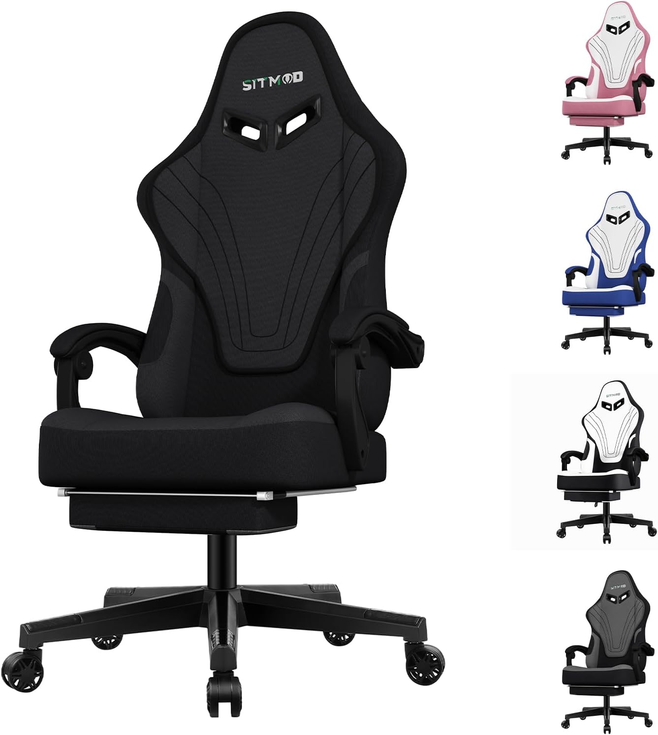 Ulody Chaise Gaming Ergonomique, Fauteuil de Bureau Pivotant, Dossier Haut, Siege Gamer avec Appui-tête et Soutien Lombaire Ajustables, Chaise de Jeu avec Repose-Pieds(Gris)