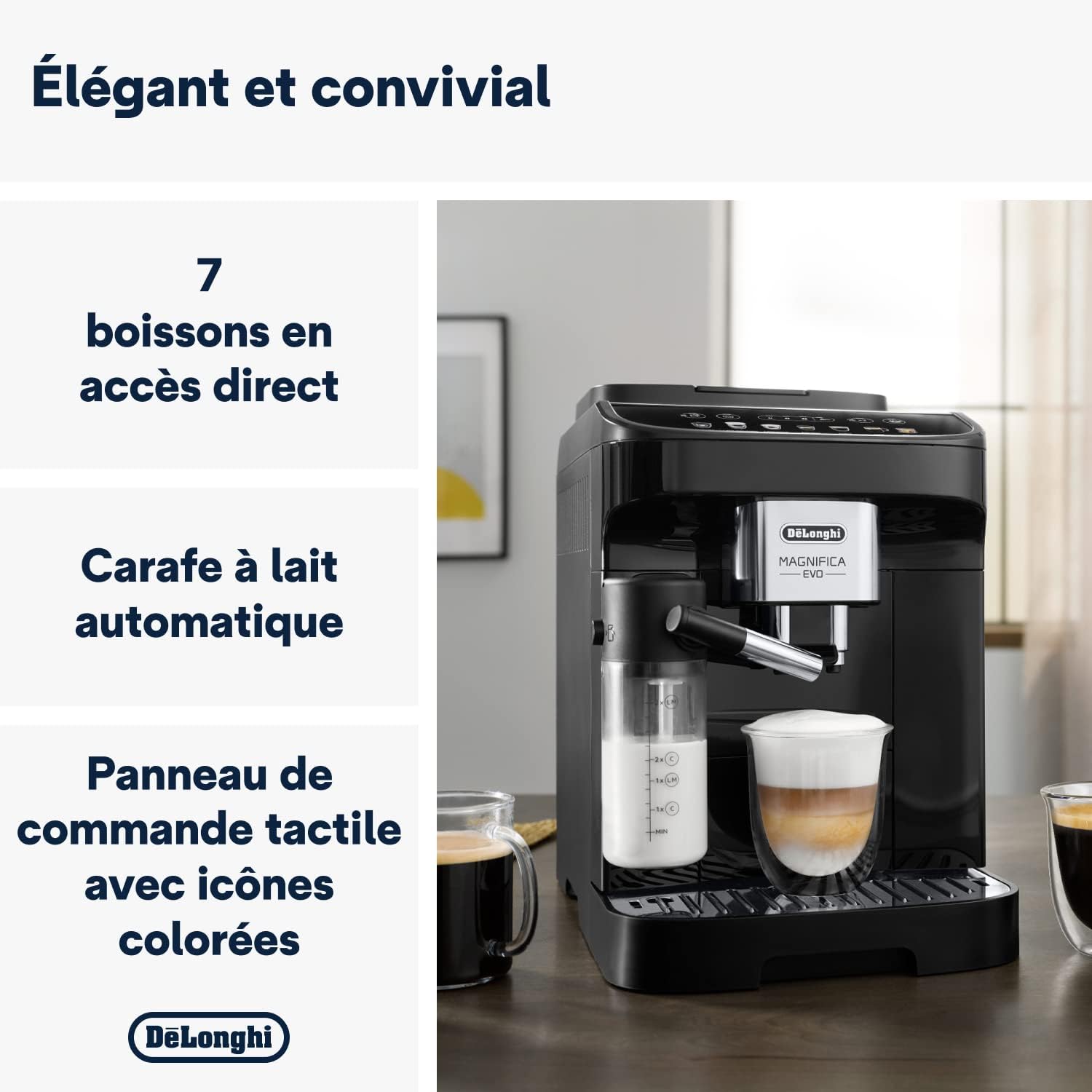 De'Longhi Magnifica Evo Machine a Café Grain ECAM292.81.B, Machine Expresso et Cappucino, 1.8L, 1450W, Noir [Exclusif Amazon]