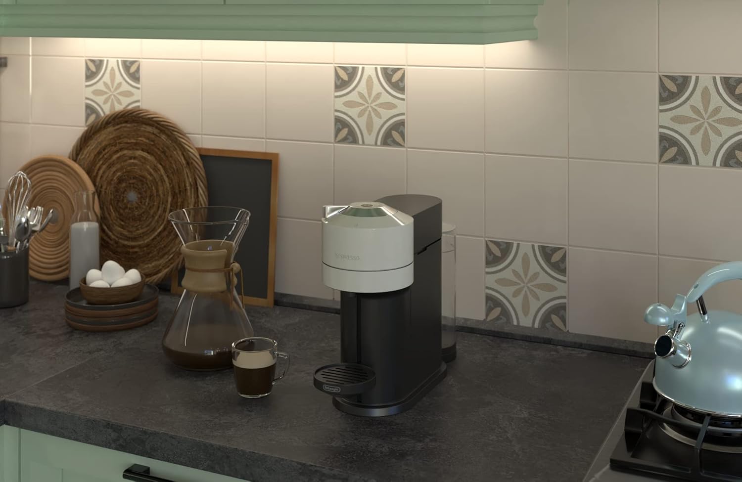 Nespresso Machine à café à capsules DeLonghi ENV 120.BWAE Vertuo Next Premium avec mousseur à lait, marron