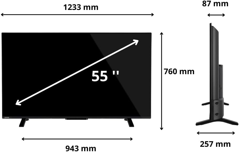 Toshiba Smart VIDAA TV 40 Full HD 40LV2E63DA TV 40 pouces, TV LED compatible avec Alexa, DVB-T2, technologie LED, HDMI 2.1