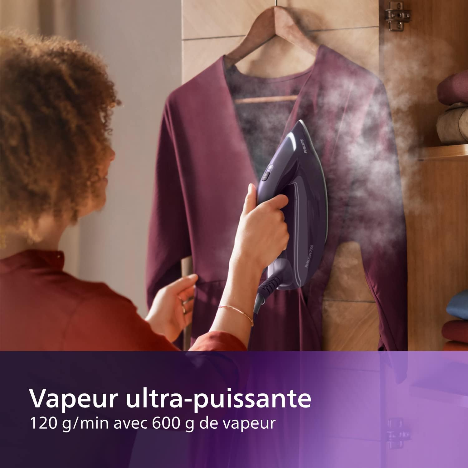 Philips PerfectCare Série 7000 Centrale Vapeur - 2100W, 600g, Pression de 8 bars, Technologie OptimalTEMP, Réservoir de 1,8 L, Violet (PSG7150/30)