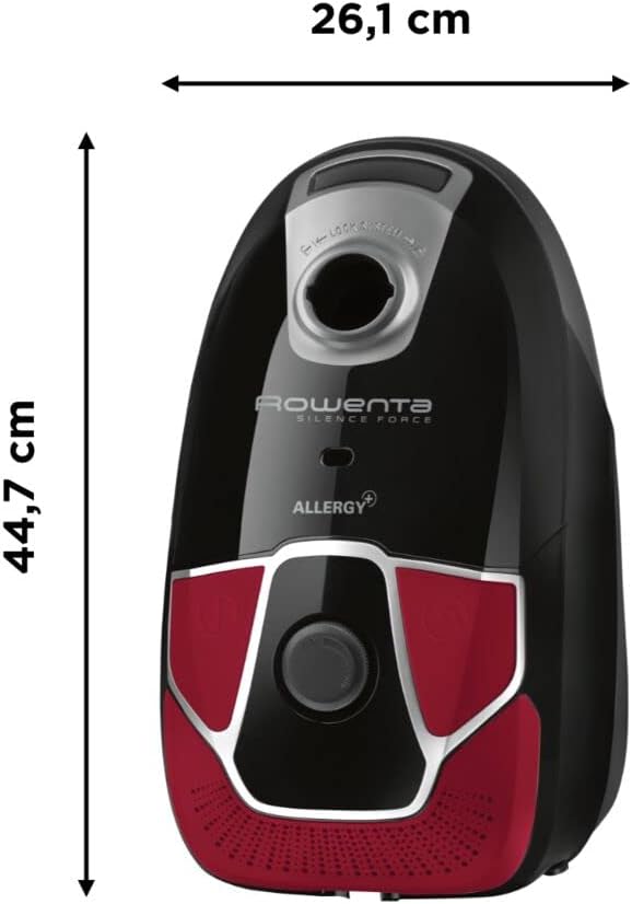 Rowenta Silence Force Aspirateur avec sac, Aspirateur traineau, Silencieux, Performant, Gris/Bleu, Capacité XL 4,5L, Accessoirisés, Fabriqué en France RO7740EA