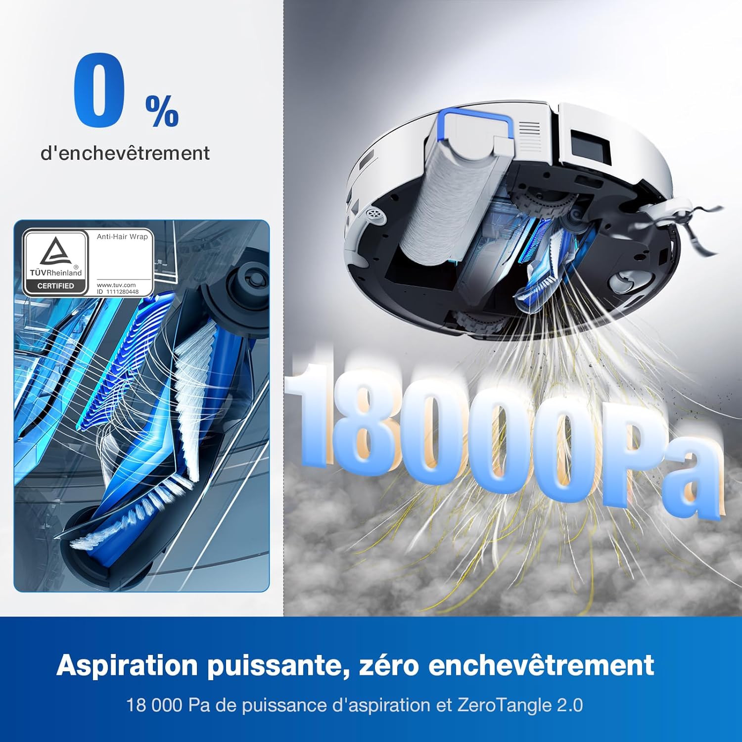 ECOVACS X8 PRO OMNI Robot Aspirateur Laveur avec Station Tout-En-Un, Puissance 18000Pa, Nettoyage Automatique Instantané OZMO ROLLER, Nettoyage à l'eau chaude 75℃, Ajout Solution Nettoyage Automatique