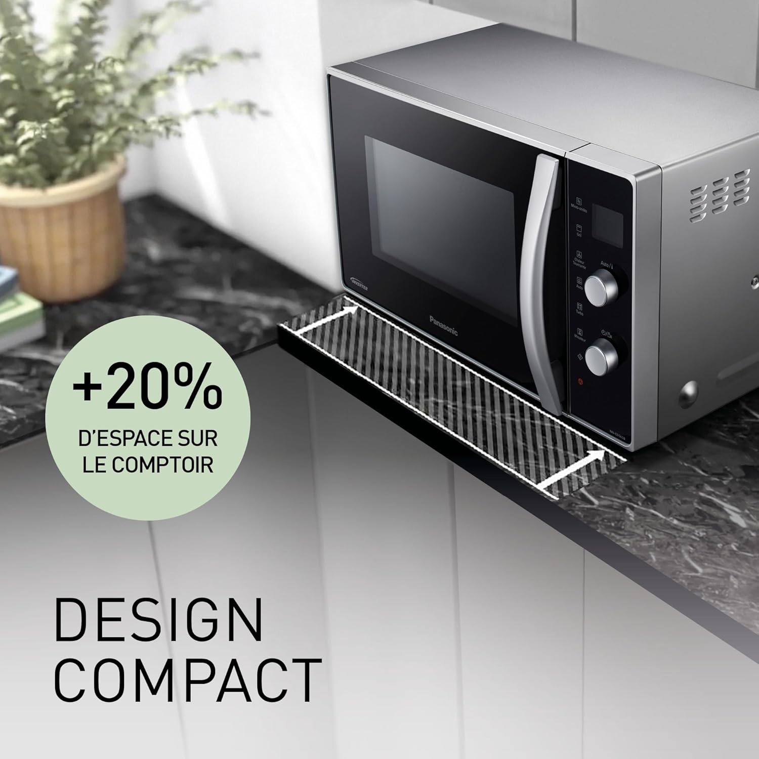 Panasonic NN-CD565BEPG - Four 3 en 1 Combiné, 27 L, Inverter, Chaleur à 100-220°C, Gril Quartz 1300W, Micro-ondes 1000 W, Plat Crispy, Plateau tournant 34 cm, Noir - Version FR