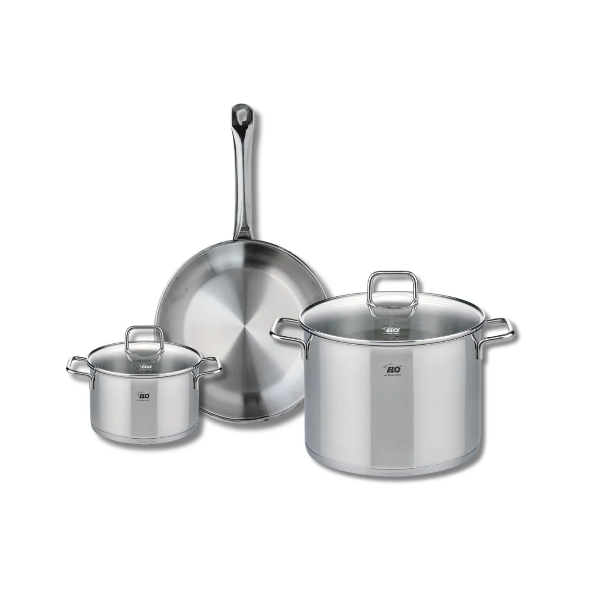 Ensemble de 1 Poêle de cuisson 28 cm et 2 faitouts 16 et 26 cm Elo Profi Citrin Elo