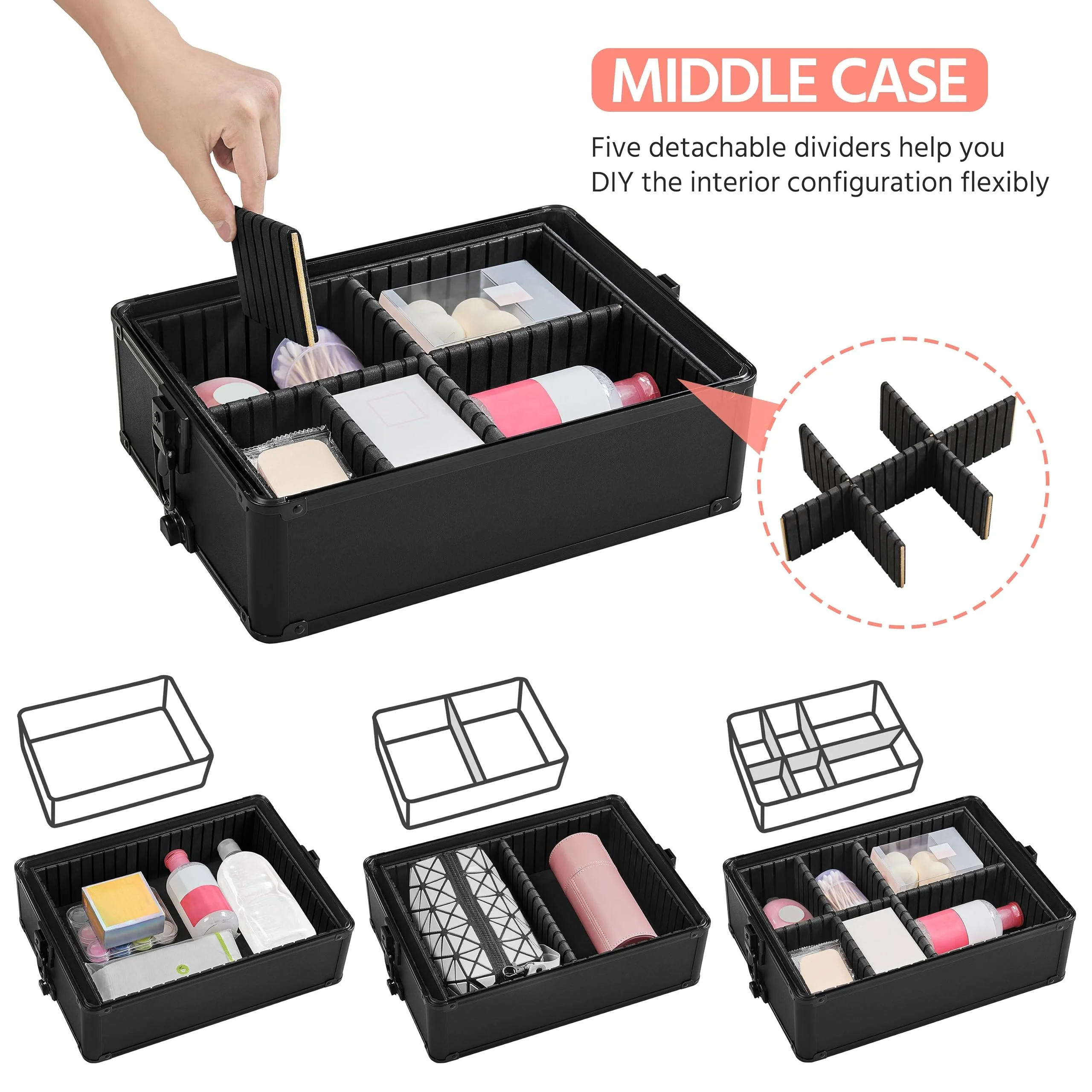 Yaheetech 4 in 1 Professional Makeup Train Case