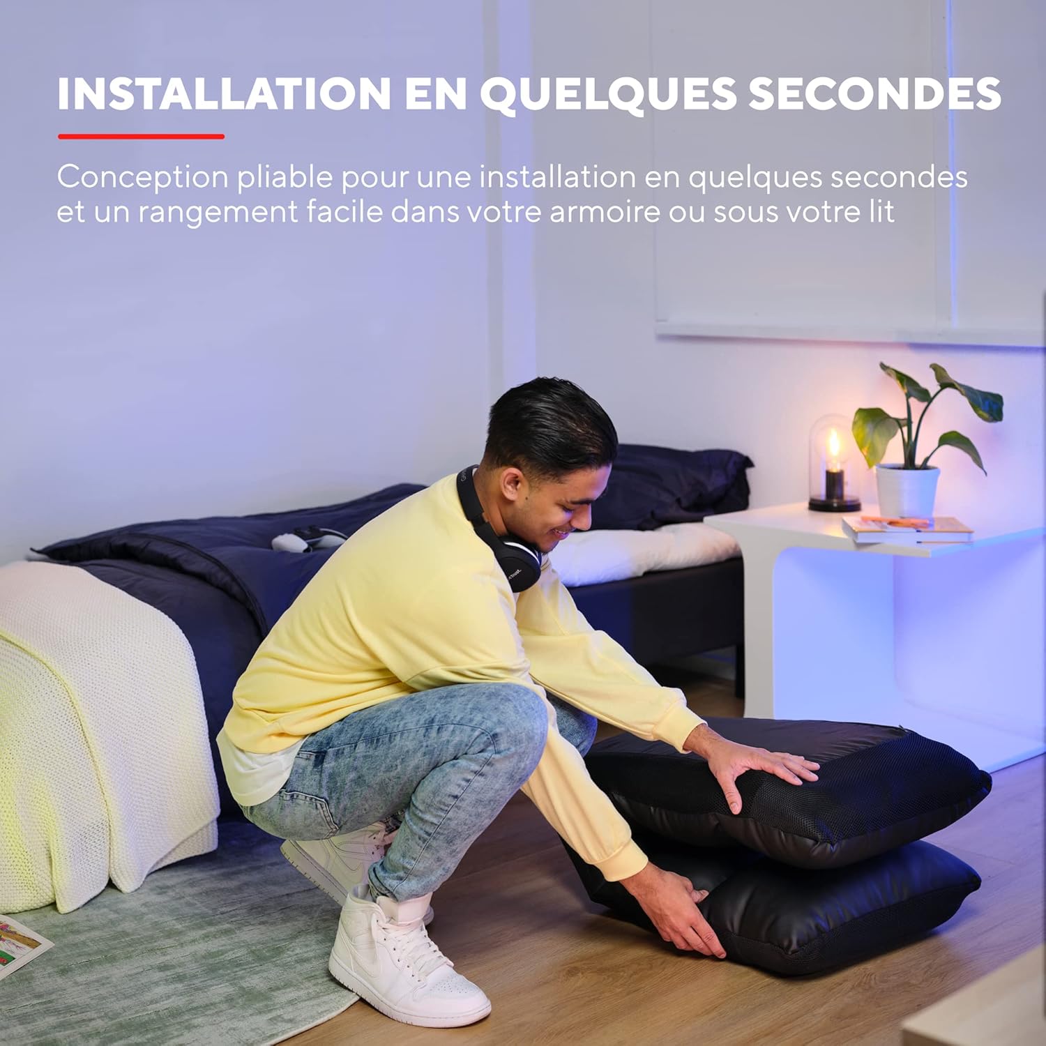 Trust Gaming GXT 718 Rayzee Chaise Gaming Pliable, Coussin De Sol pour Consoles, Appuie-tête et Dossier Réglables, Supporte Jusqu'à 125 kg, Fauteuil Gamer pour Jeux, Relax, Enfant, Lecture, Noir