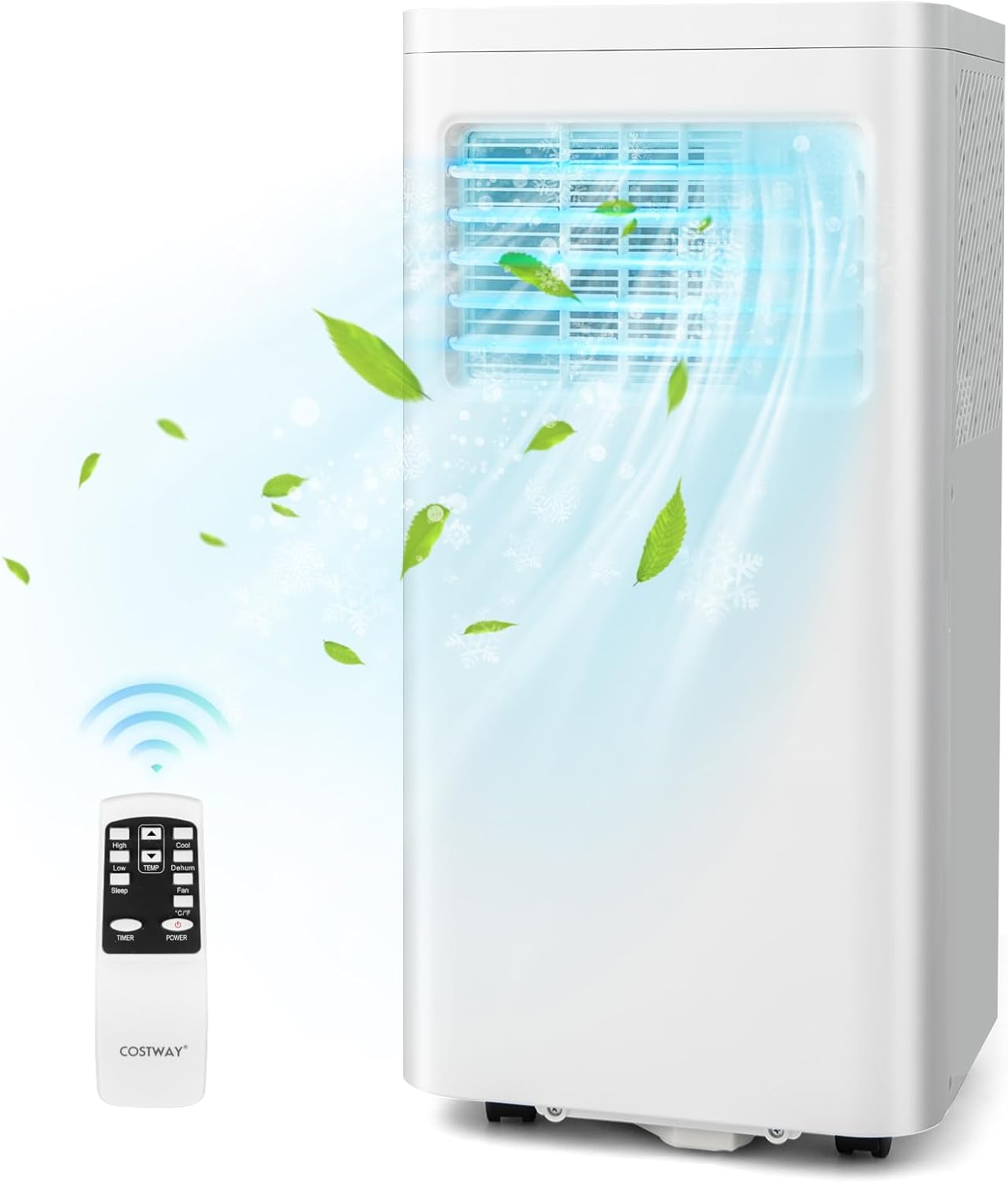 RELAX4LIFE Climatiseur Mobile Silencieux 9000BTU, Climatiseur Portable 4 en 1, Refroidisseur d'Air, Ventilateur, Déshumidificateur, Mode Nuit, 15-20㎡, Télécommande, Minuterie 24H, Classe Energie A