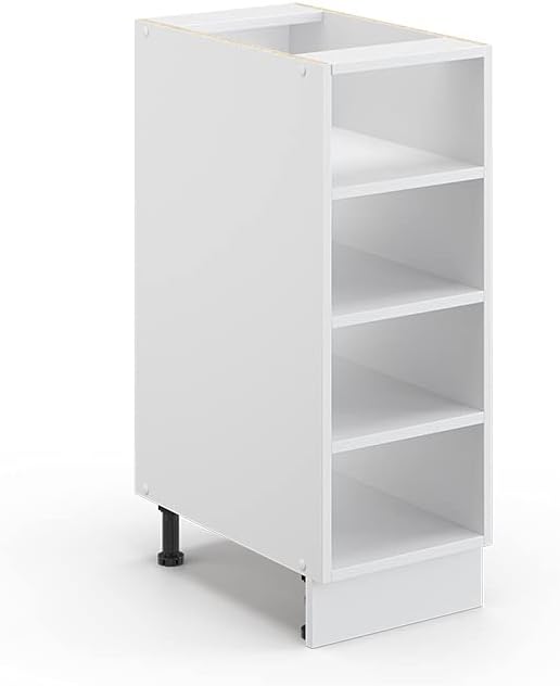 Vicco Meuble pour Four Fame-Line, Blanc Haute Brillance/Blanc, 60 cm avec étagères Ouvertes