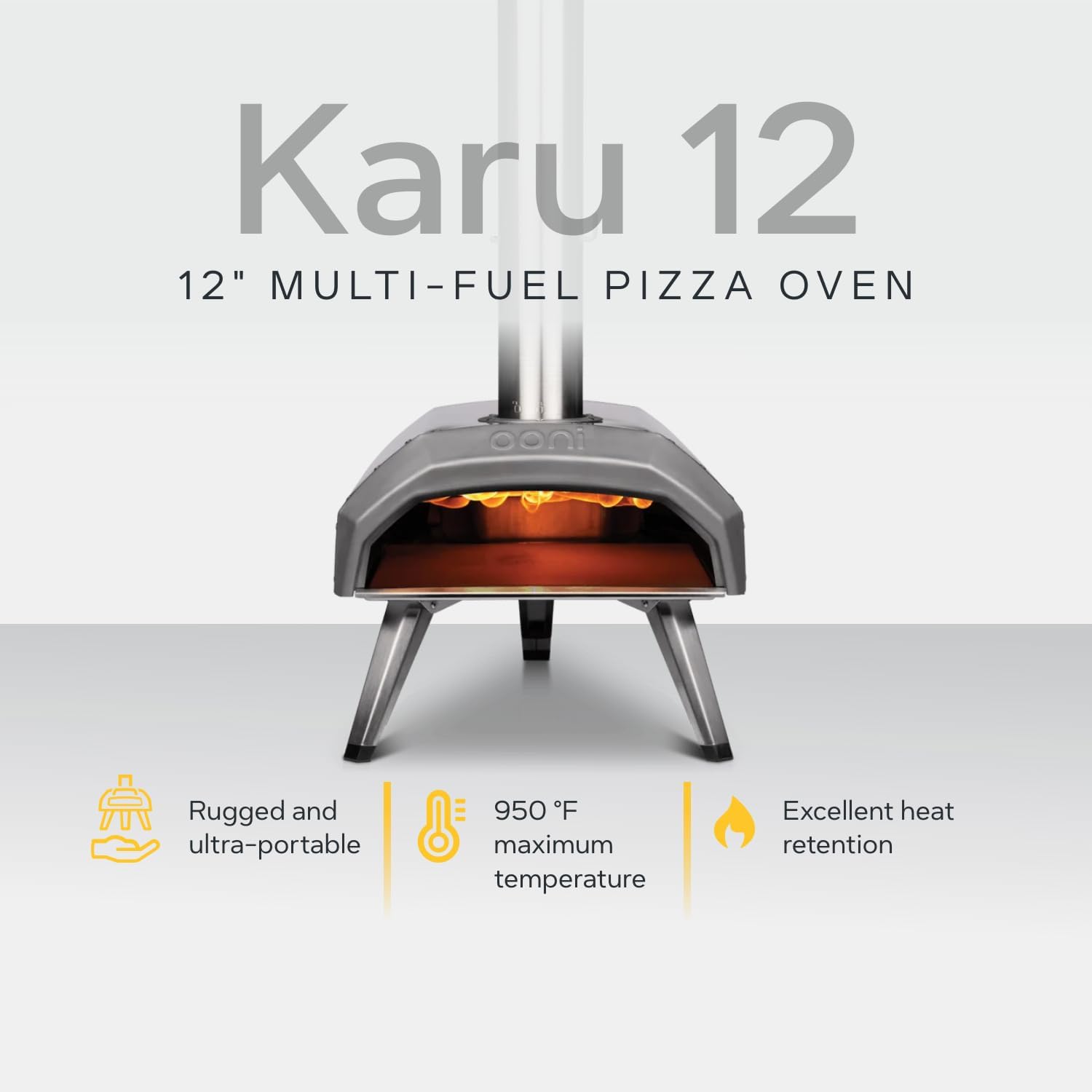 Ooni Karu 12 Four a Pizza Multi-Combustibles Four à pizza Pizza Bois/Gaz/Charbon/Pizzas cuites en 60 secondes Chrono Pizza Gaz pour une Authentique Pizza Cuite sur Pierre Ooni Four a Pizza Gaz