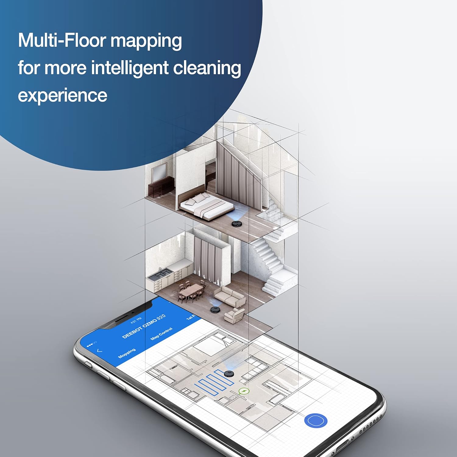 ECOVACS X8 PRO OMNI Robot Aspirateur Laveur avec Station Tout-En-Un, Puissance 18000Pa, Nettoyage Automatique Instantané OZMO ROLLER, Nettoyage à l'eau chaude 75℃, Ajout Solution Nettoyage Automatique