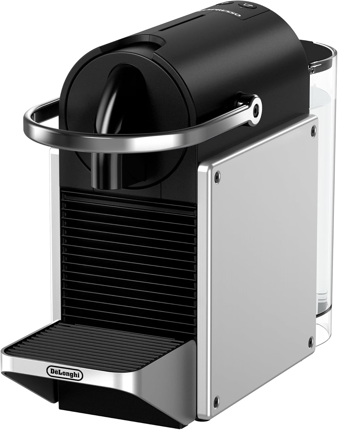 Nespresso Machine à café à capsules DeLonghi EN 124.S Pixie Silver | 1260 W | 0,7 L | Panneaux latéraux à capsules recyclées, métal argenté