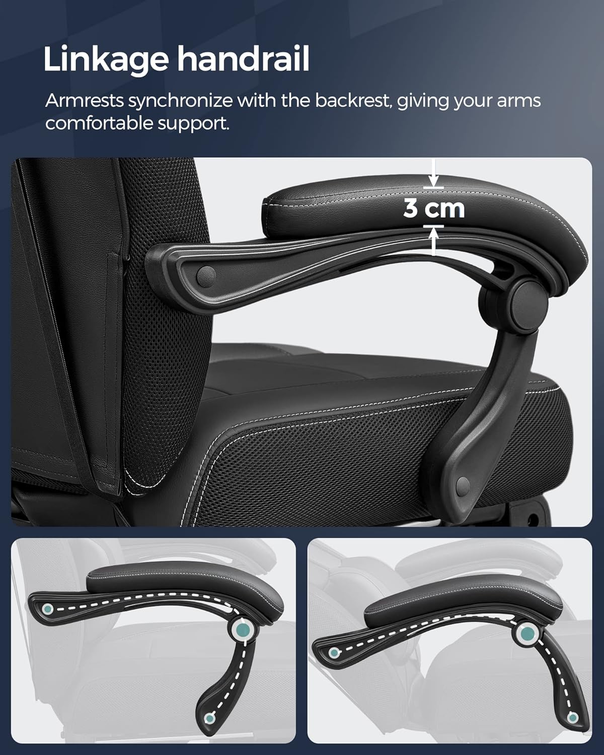 SONGMICS Fauteuil Gamer Ergonomique, Chaise Gaming, Fauteuil de Bureau, avec Repose-Pieds télescopique, Appui-tête réglable, Support Lombaire, capacité de Charge 150 kg, Gris et Noir OBG77BG