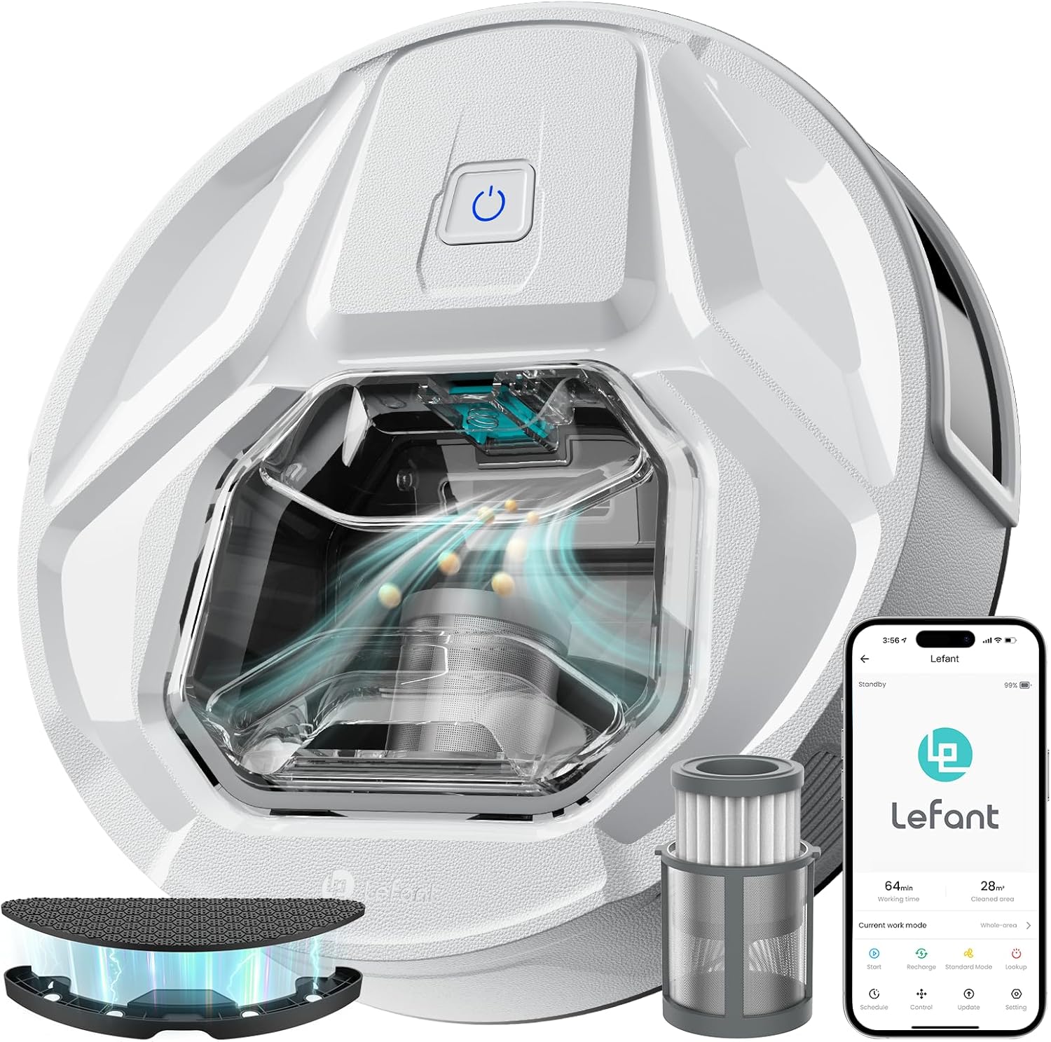 Lefant Aspirateur Robot, Robot Aspirateur 4500Pa Puissance d'Aspiration, Évitement Précis des Obstacles, Anti-Enchevêtrement Idéal pour Les Poils d'animaux, Cheveux et Sols Durs,Contrôle par App/Alexa