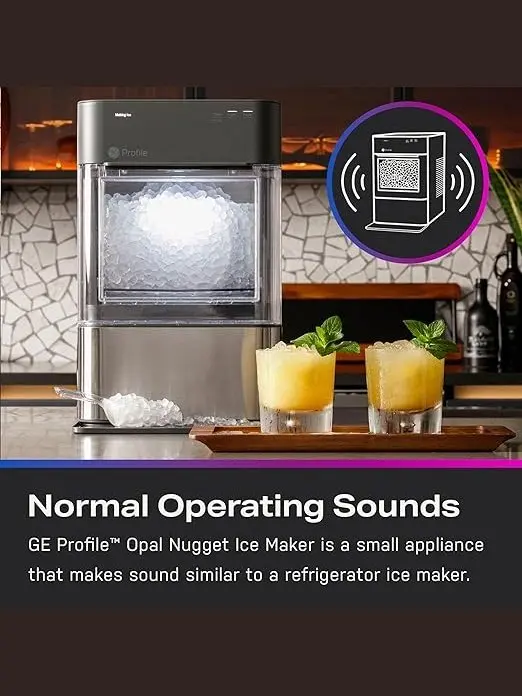GE Profile Opal 2.0 | Countertop Nugget Ice Maker | Ice Machine with WiFi Connectivity | Smart Home Kitchen Essentials | Stainless Steel