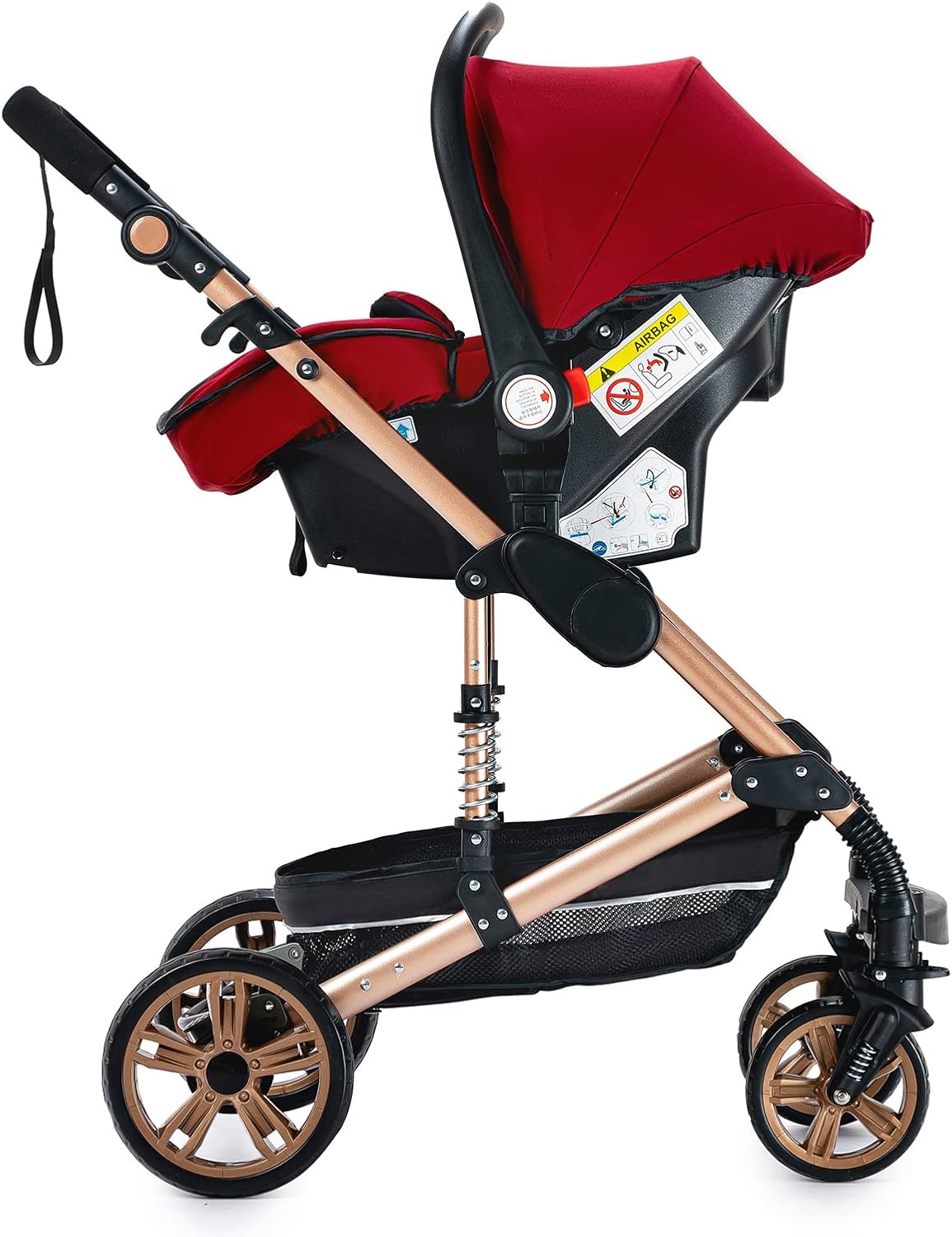 NADDLILY Poussette 3 en 1, Poussette Bebe avec Conception Portable Pliable en Un Clic, Pousette 3 en 1 avec Poussée Réversible Bidirectionnelle, Poussette Canne avec Accessoires (V9 Black)