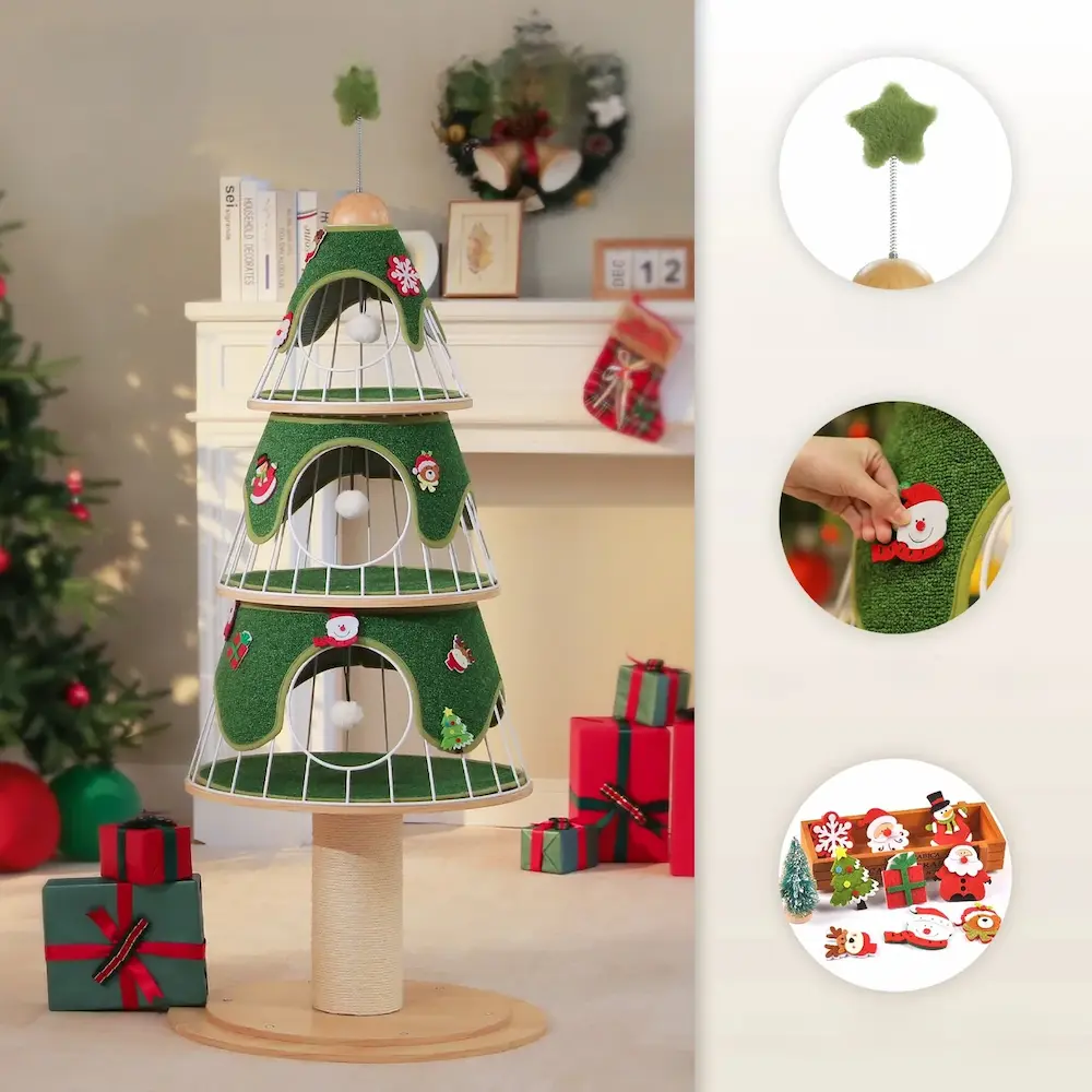 Arbre à chat Sapin de Noël - Espace de Jeu Festif 🎄