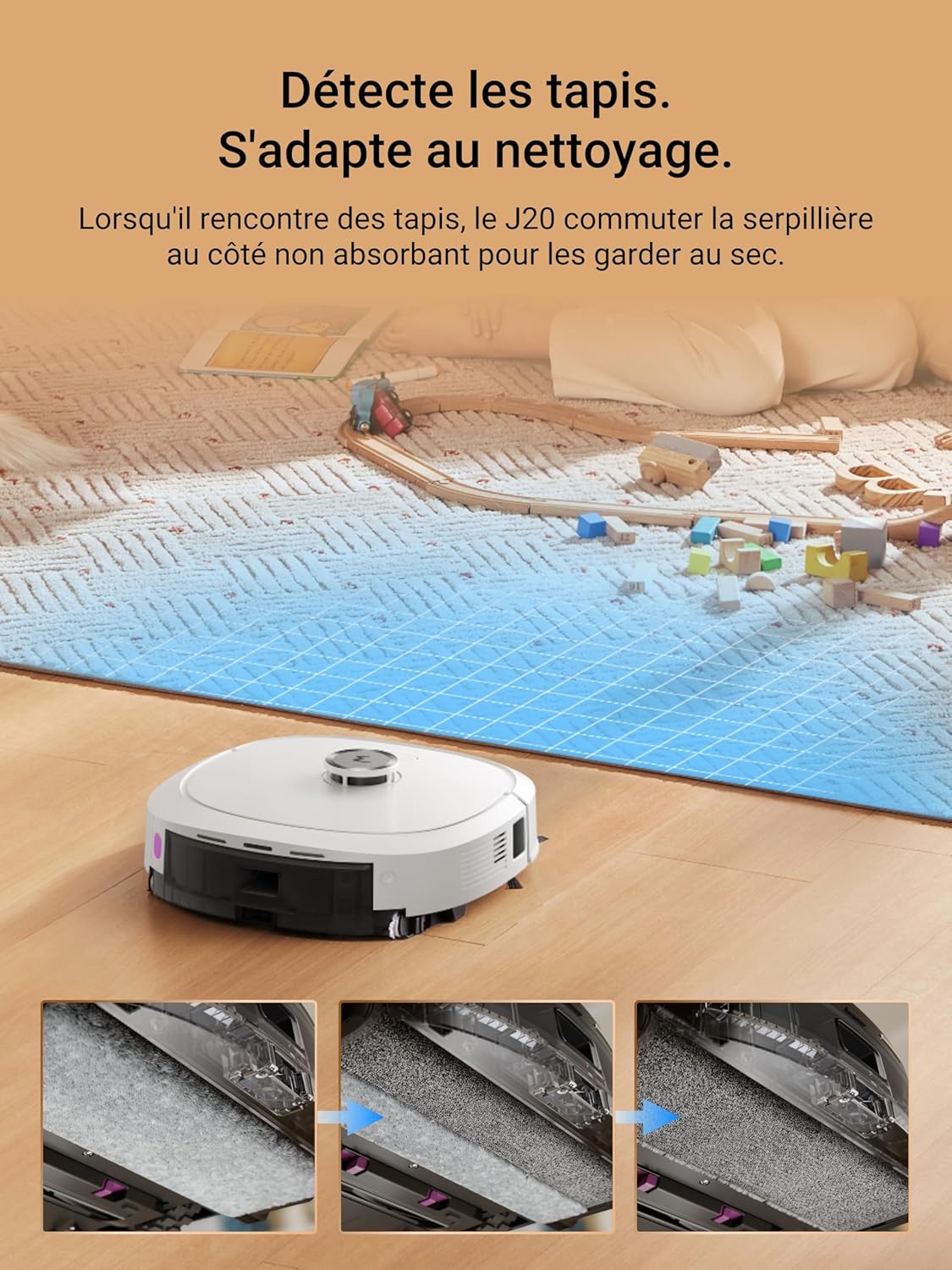 EUREKA J15 Pro Ultra Aspirateur Robot,Robot Aspirateur Laveur 16200 Pa,Nettoyage des Bords,Brosse Anti Enchevêtrement,Lavage de Serpillière à l'eau Chaude 75℃,Base autonettoyante