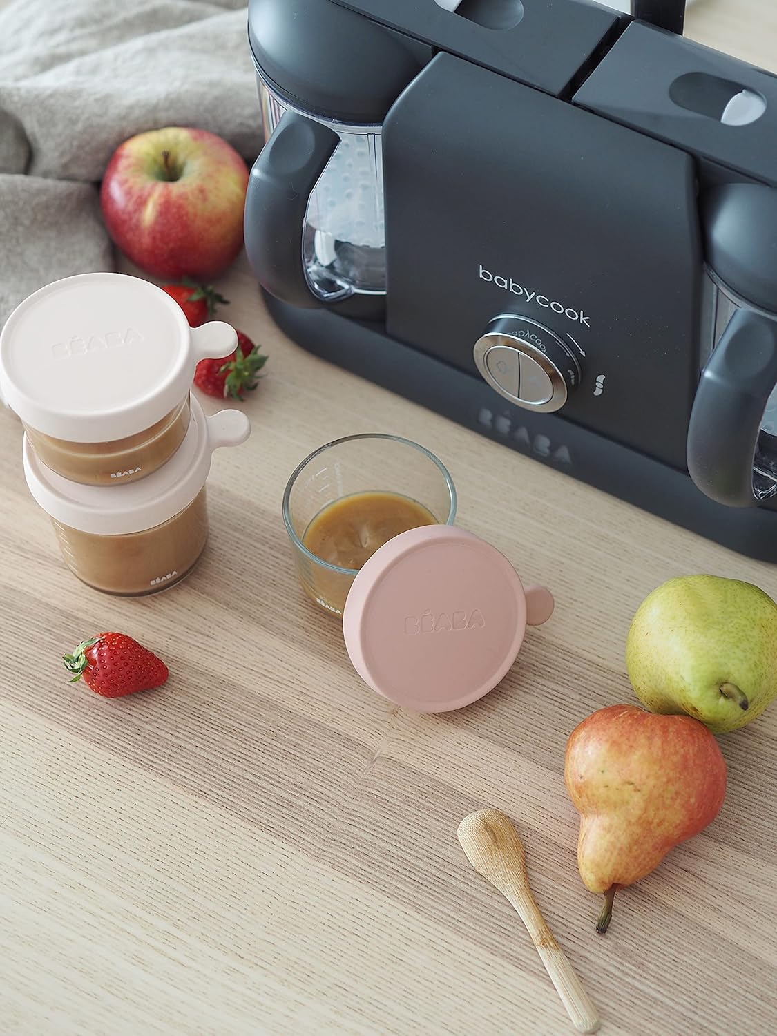 BÉABA, Babycook Duo Robot Bébé 4 en 1 Mixeur-Cuiseur, Cuisson Vapeur rapide 15min , Diversification alimentaire, Petits pots bébé maison, Contenance XXL 2200 ml, Noir