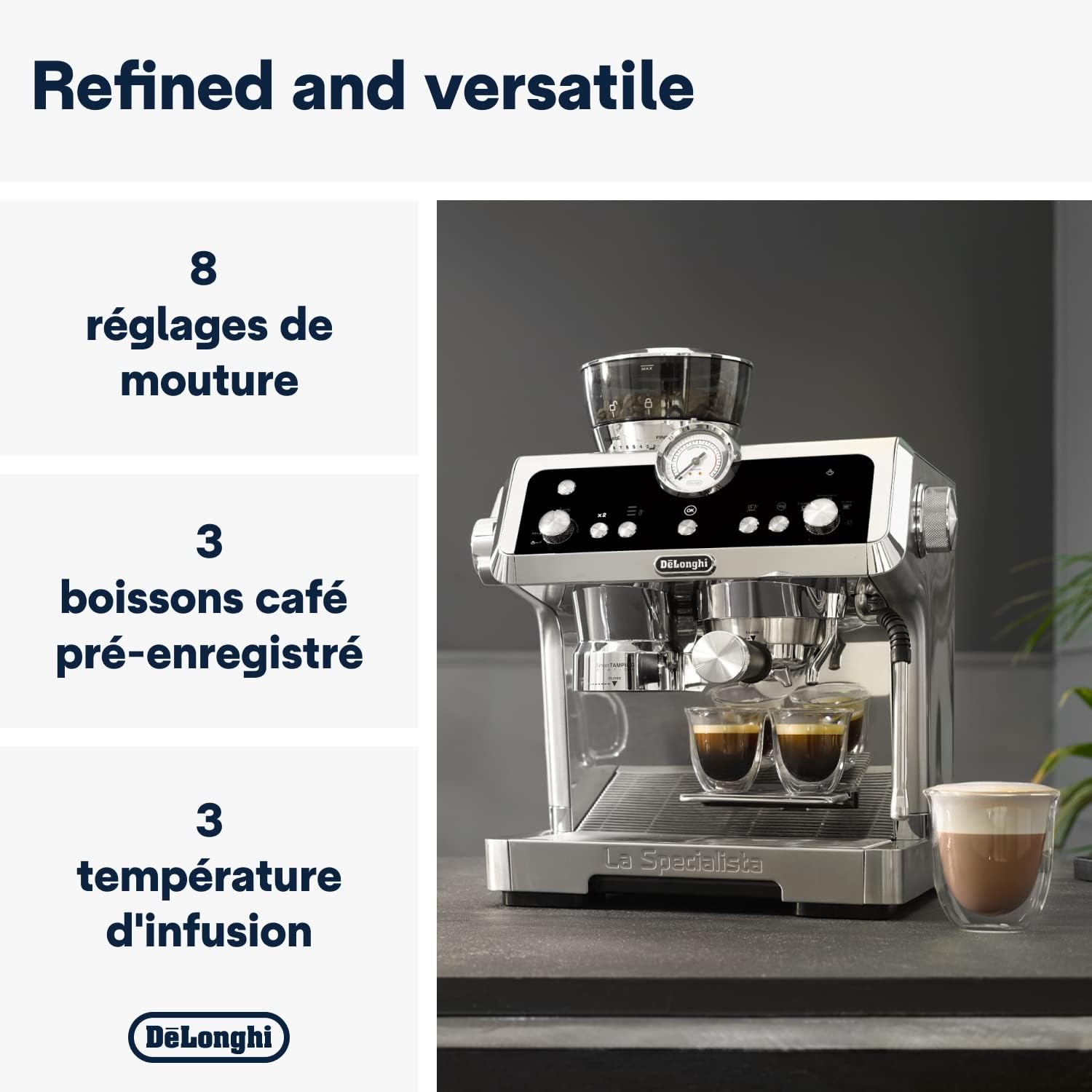 De'Longhi Specialista Prestigio EC9355.M Machine à café, expresso et cappuccino avec pompe, en grains Métallique