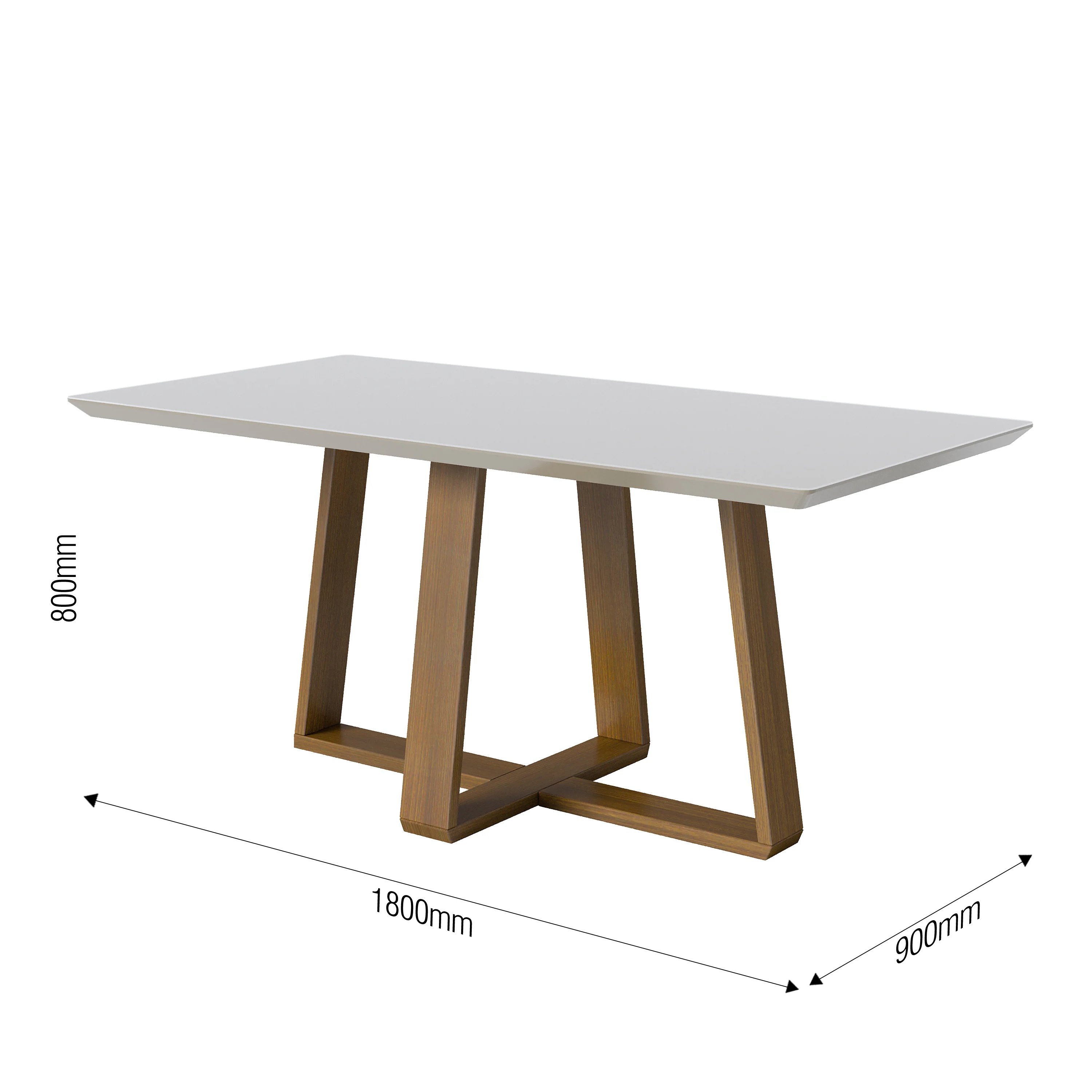 TABLE A MANGER MESA WOOD 1.8 C/VIDRO RETANGULAR OFF WHITE NATURE 711