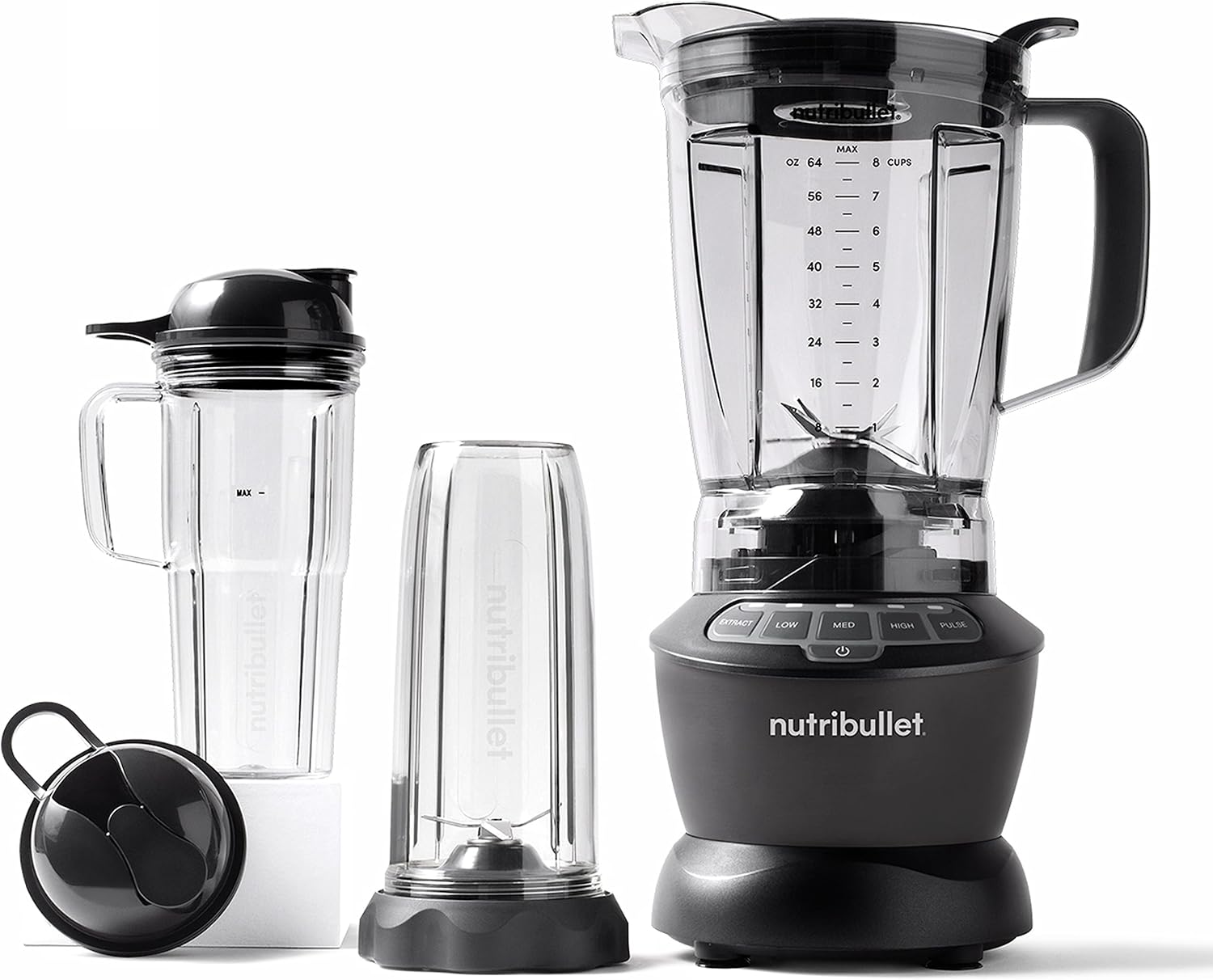 NutriBullet triple Prep System, mixeur électrique, blender multifonction, puissance 1500 watts, 3 appareils, noir, NBF580B