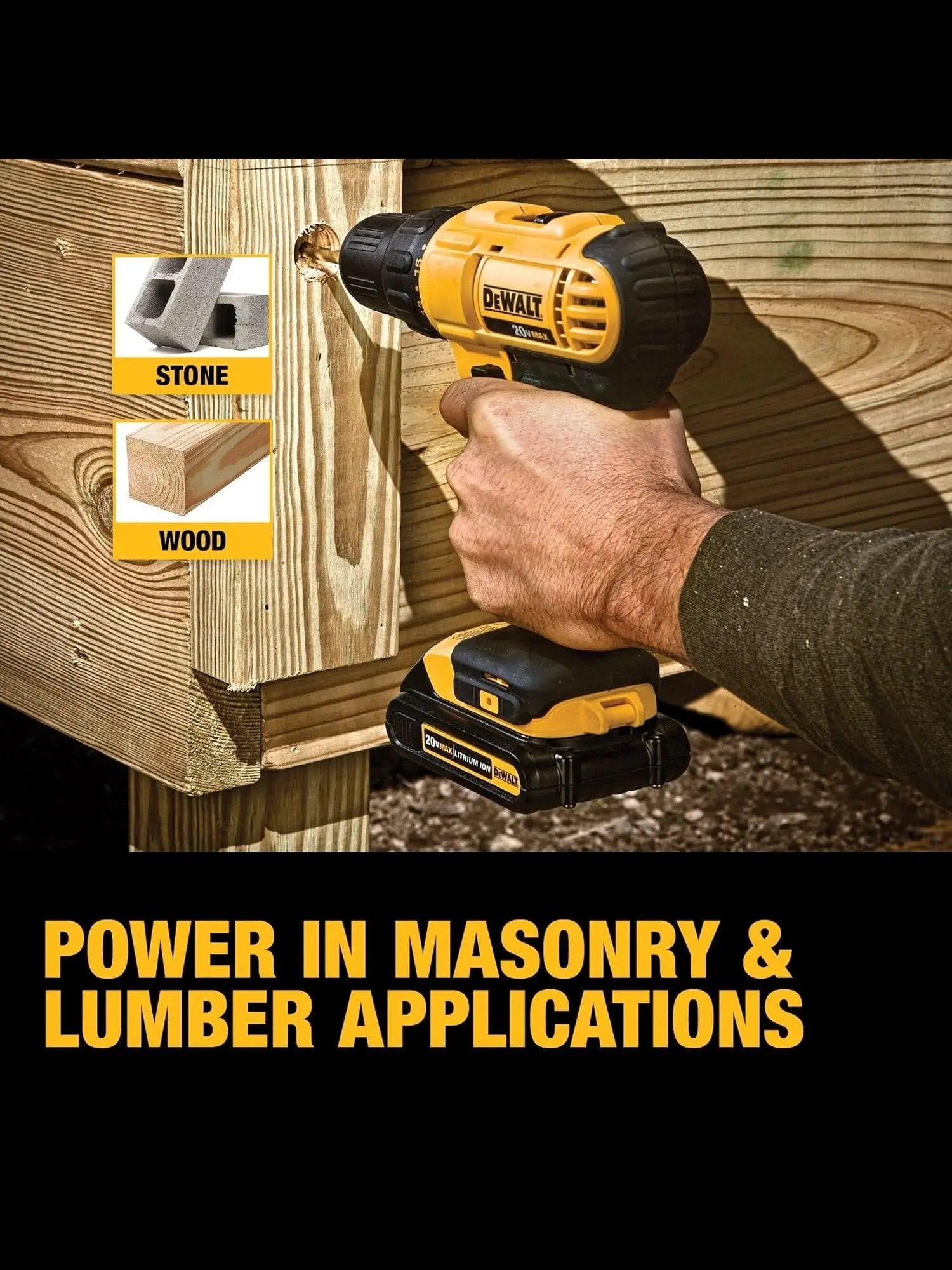 DEWALT 20V Max Cordless Drill/Driver Kit, Compact, 1/2-Inch (DCD771C2), Yellow