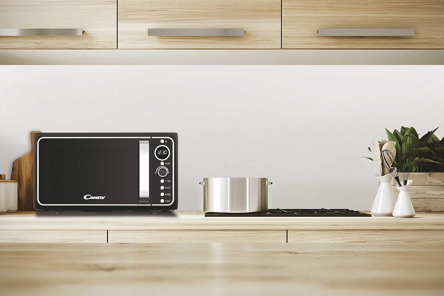 Candy DIVOG25CC Micro-ondes Gril quartz, Puissant 900 W + Gril 1000W, 25L, Programmateur digital, 6 Niveaux de puissance, Décongelation poids/temps, Fonction silence,Design Retro, Couleur Crème