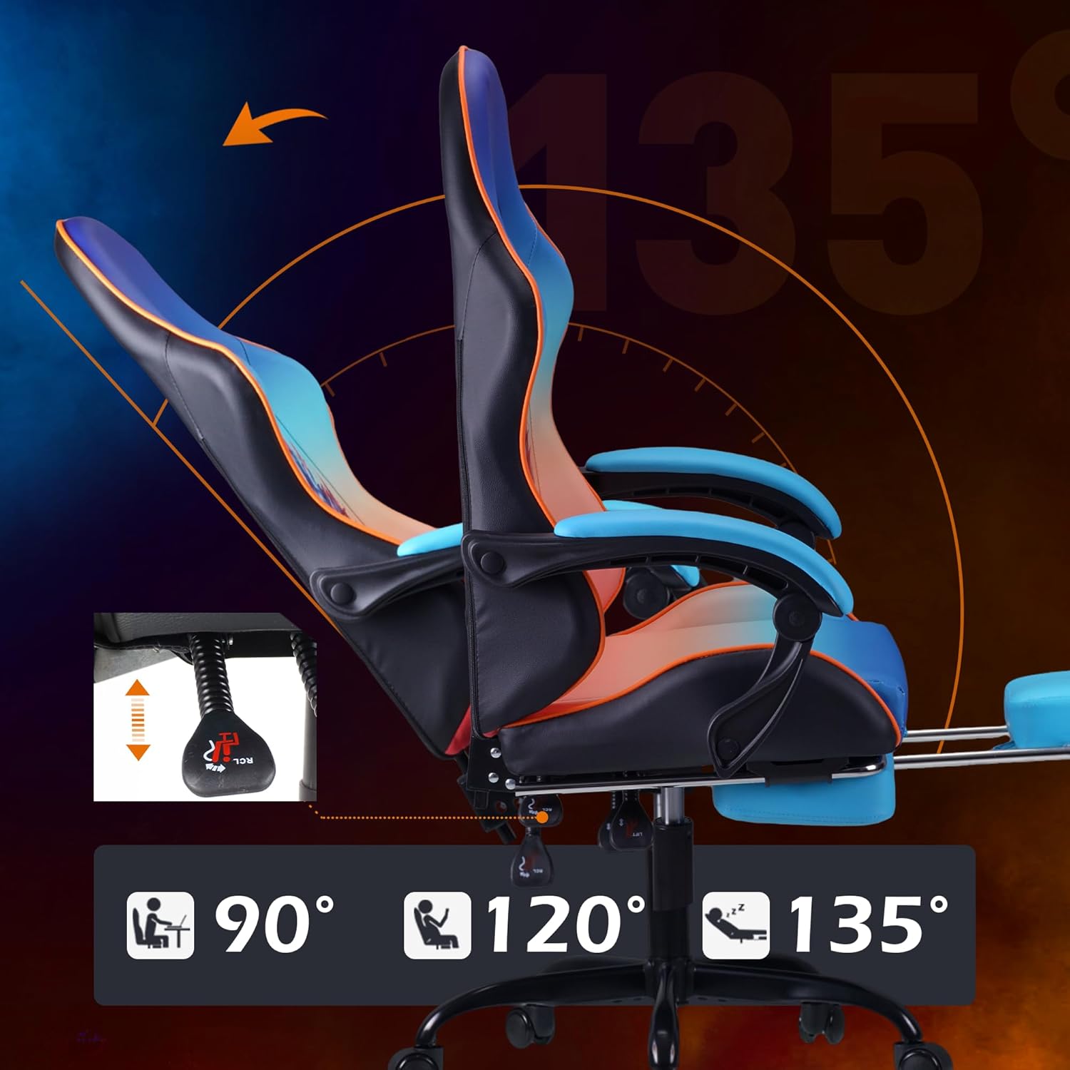 play haha. Chaise de Jeu Chaise de Bureau Chaise pivotante Chaise d'ordinateur Chaise de Travail Chaise de Bureau Chaise Ergonomique Chaise de Course Chaise en Cuir (avec Repose-Pieds)