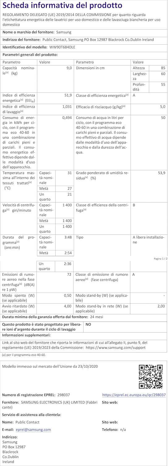 Machine à laver Samsung WW90T936DSH 9 kg