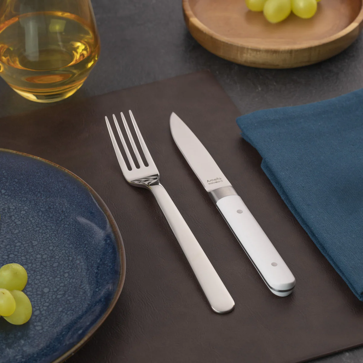 Fusion Blanc - Coffret 6 couteaux steak Amefa