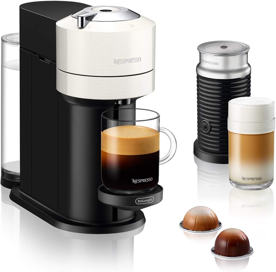 Nespresso Machine à café à capsules DeLonghi ENV 120.BWAE Vertuo Next Premium avec mousseur à lait, marron