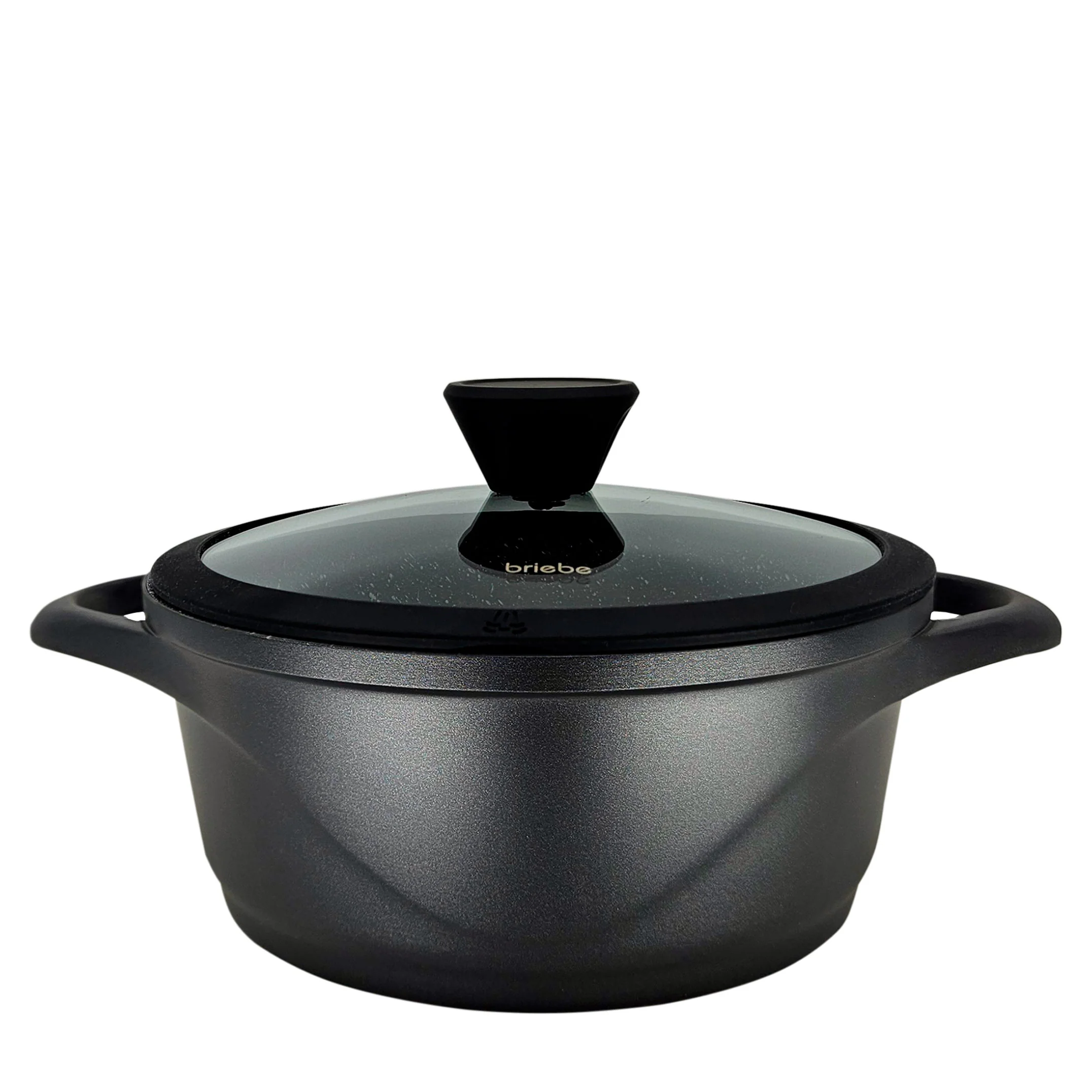 Batterie de Cuisine Induction 8 Pièces Aluminium Fonte 4 Casseroles 4 Couvercles  Noir MGK12S Briebe