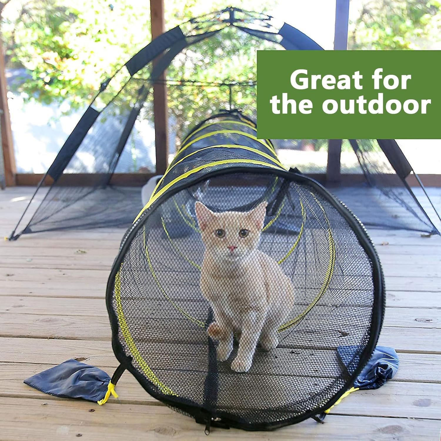 CUTPOIY Tente portable pour chat avec tunnel pour chat, enclos d'extérieur pour chat, tente de jeu, jouets pour chats, chiots, lapins et autres petits animaux