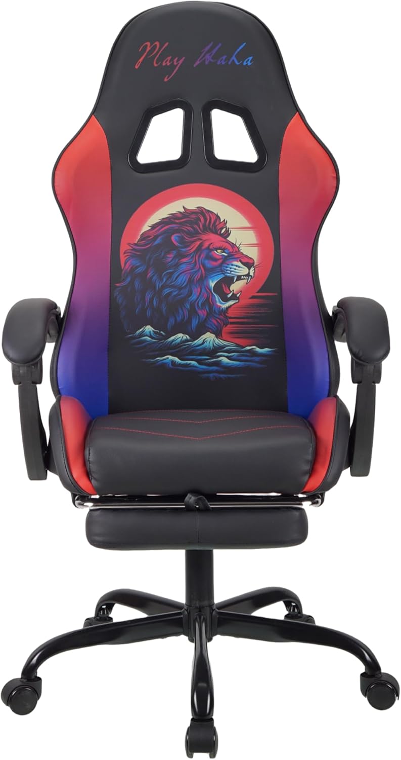 play haha. Chaise de Jeu Chaise de Bureau Chaise pivotante Chaise d'ordinateur Chaise de Travail Chaise de Bureau Chaise Ergonomique Chaise de Course Chaise en Cuir (avec Repose-Pieds)