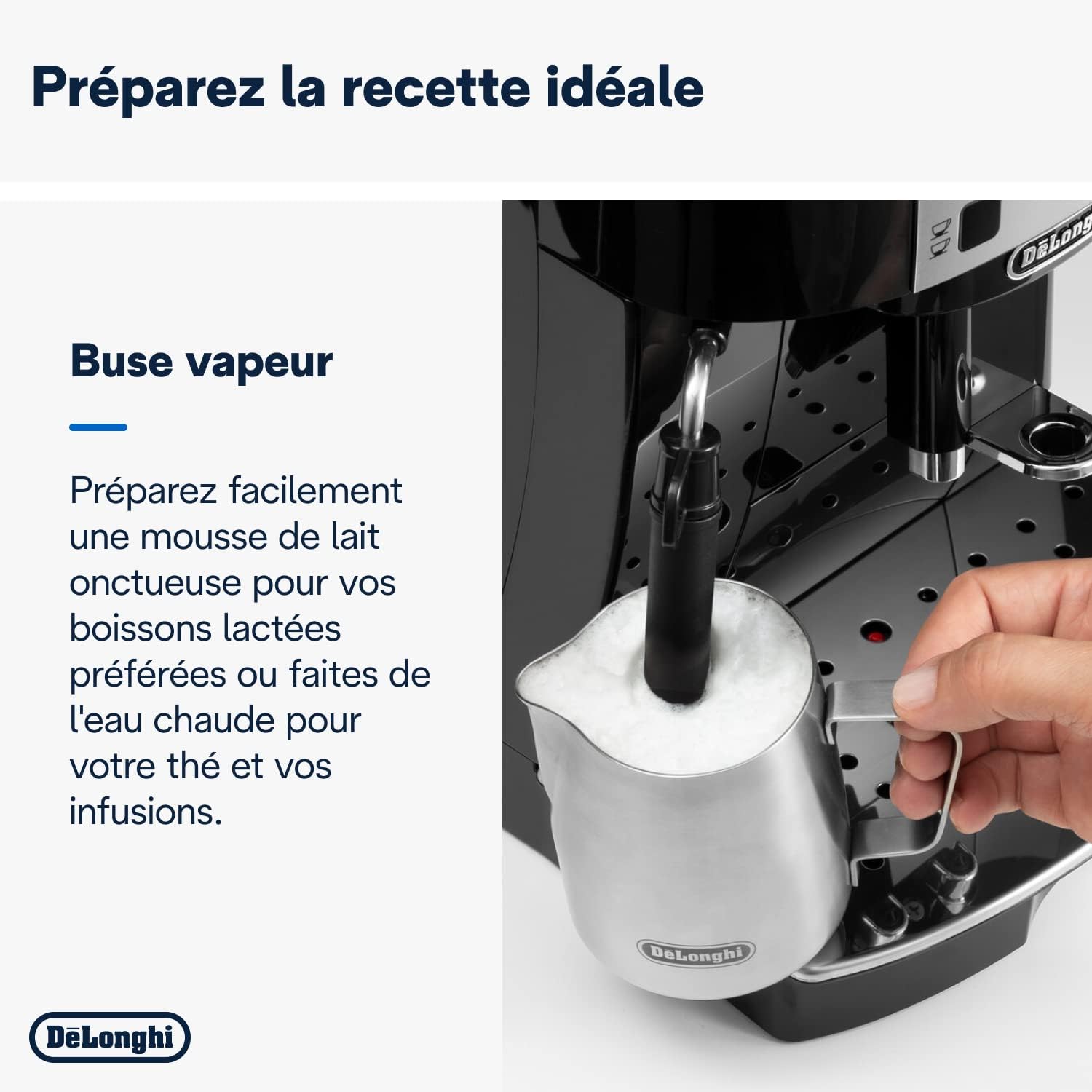 De'Longhi Magnifica S ECAM11.112.B, Machine à Café Automatique/ à Espresso du Grain à la Tasse Avec Buse à Lait, avec 4 Recettes à Touche Unique, Panneau de Contrôle Soft-Touch, 1450W, Noir