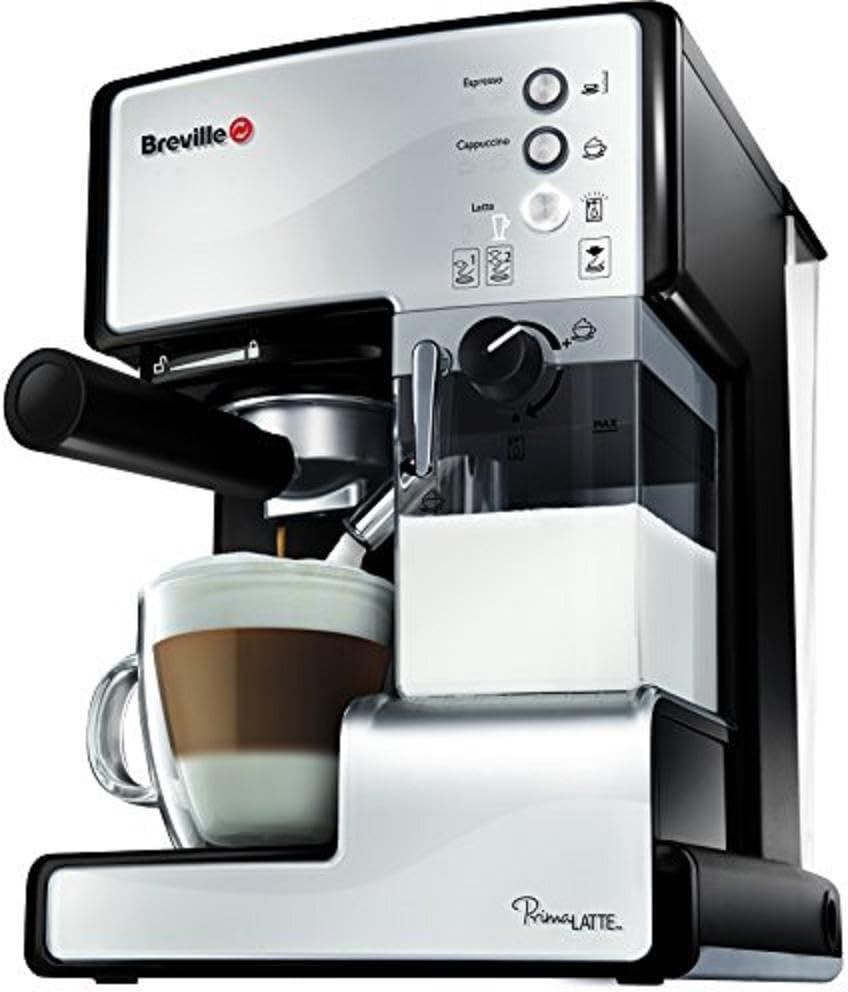 Breville Prima Latte 3-in-1 machine à café espresso, latte et cappuccino | pompe professionnelle 15 bars et mousseur à lait | rouge