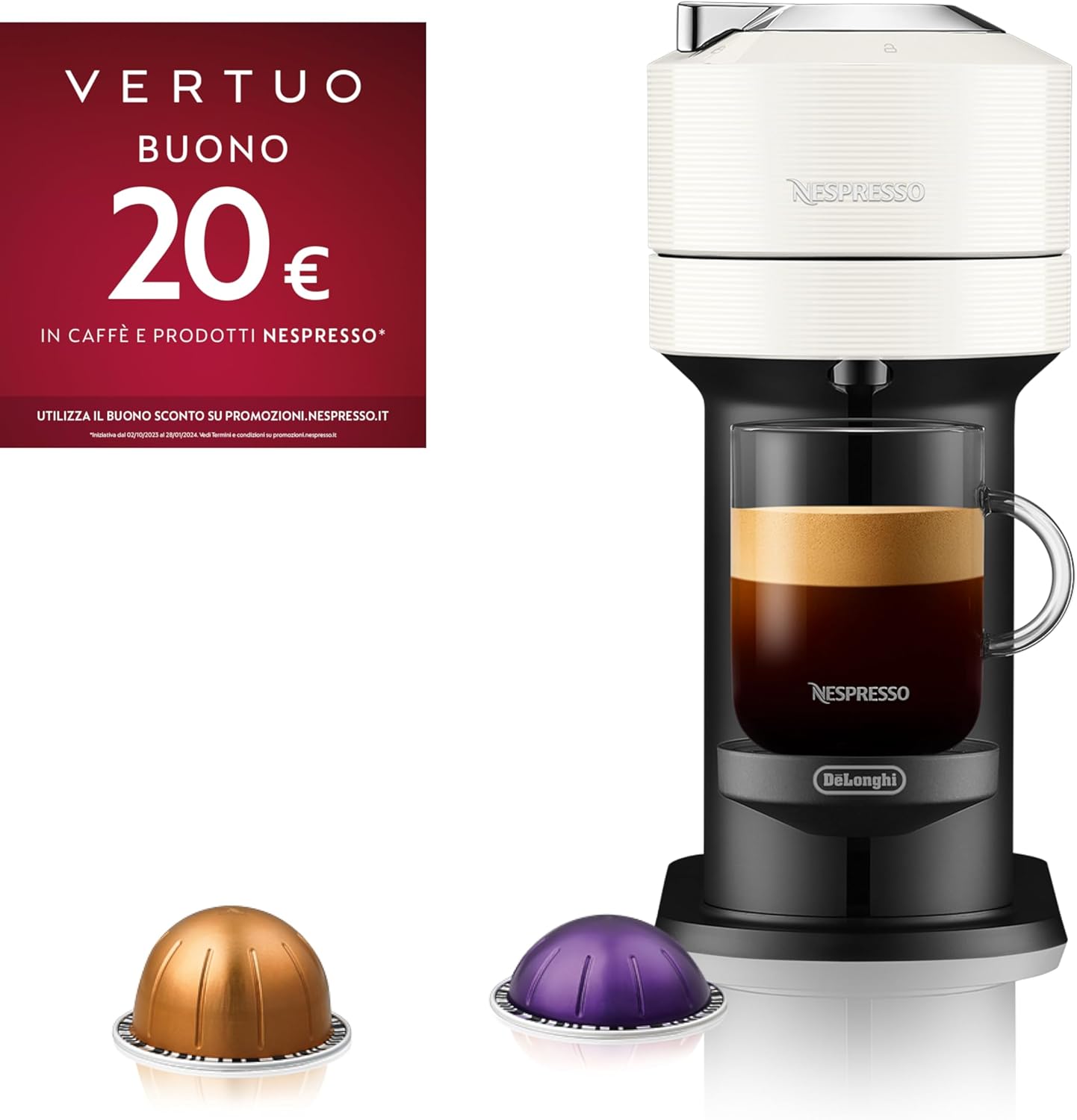 Nespresso Machine à café à capsules DeLonghi ENV 120.BWAE Vertuo Next Premium avec mousseur à lait, marron