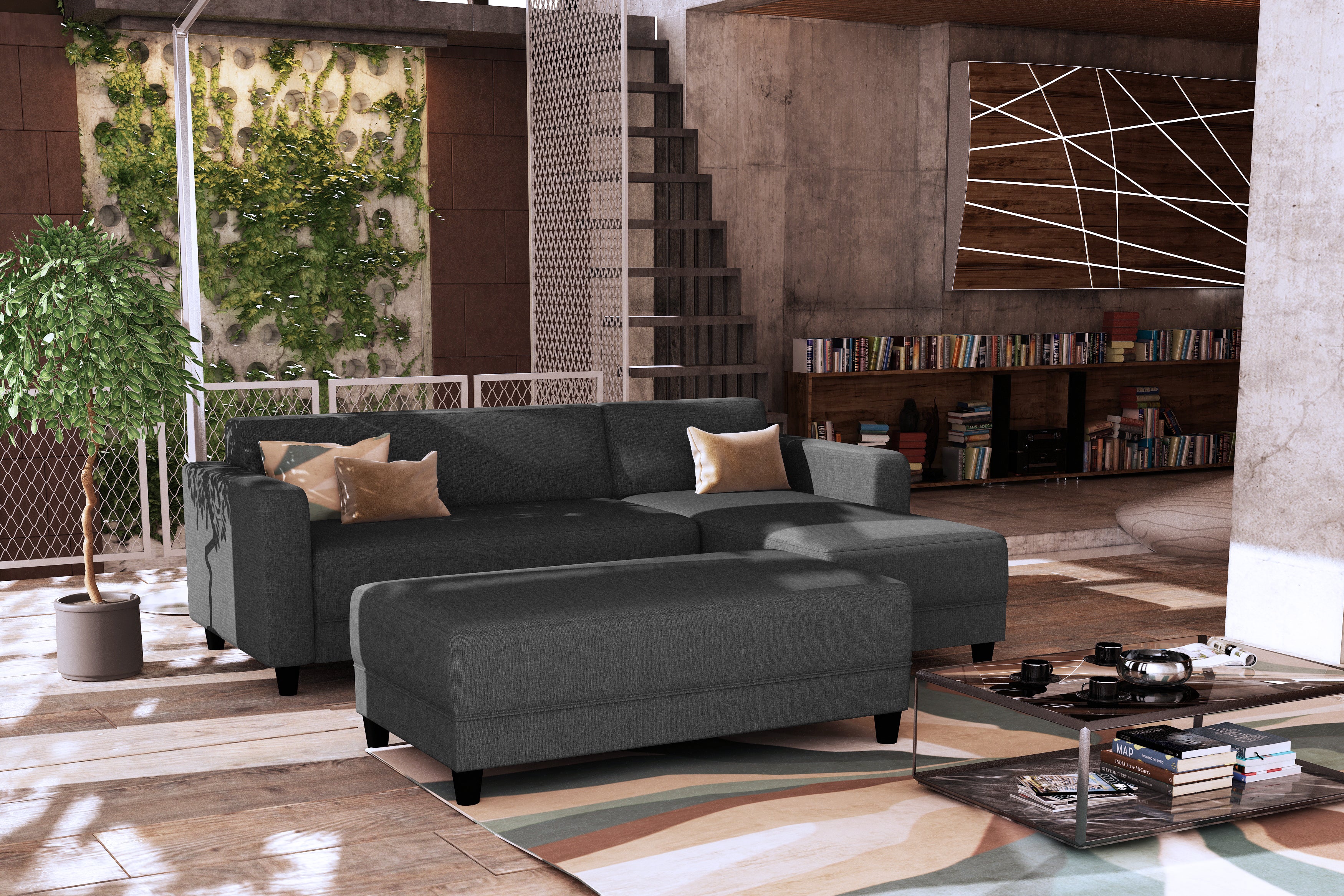 Canapé d'angle  BOB 1 AFX +BANC SAWANA - A73334