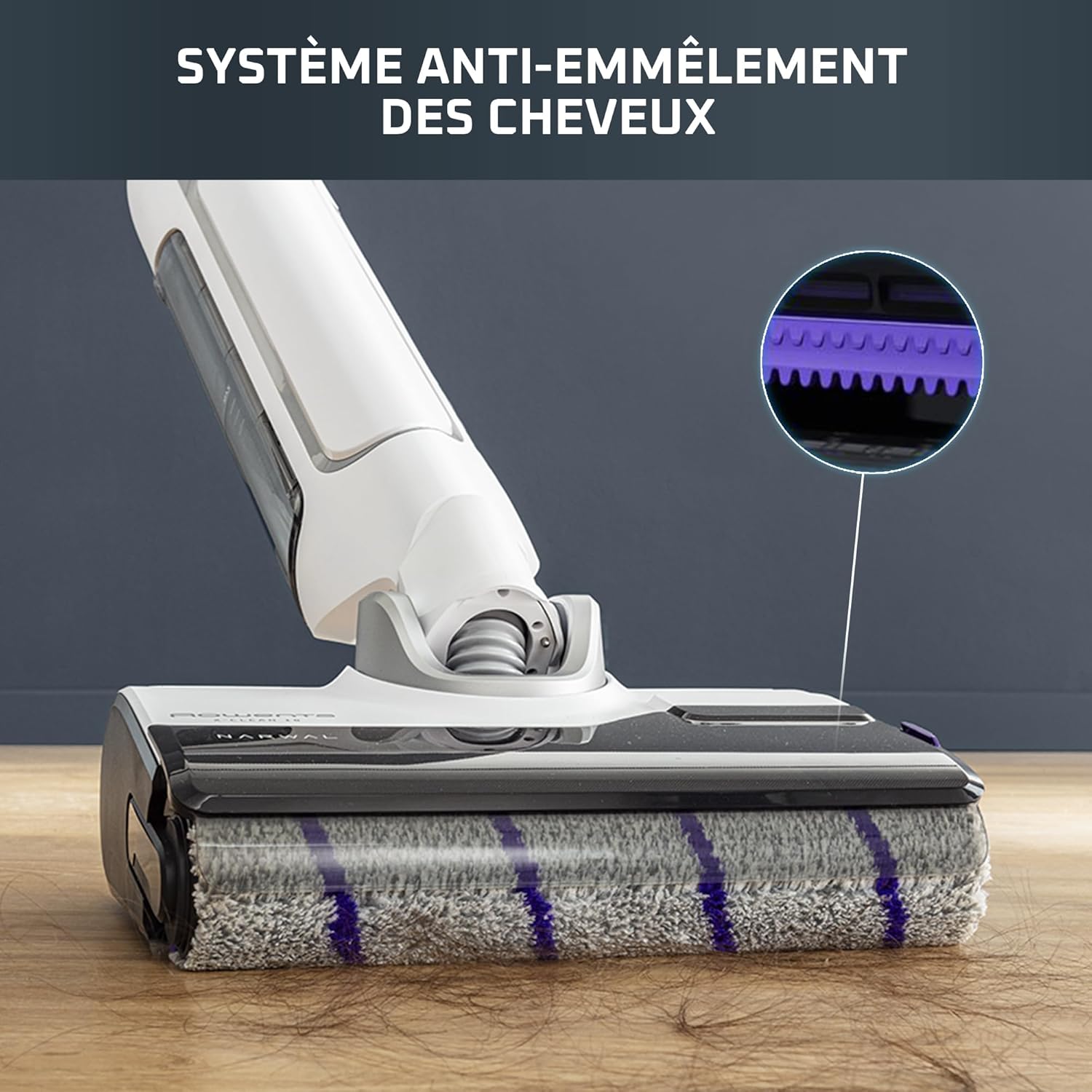 Rowenta X-Clean 10, Aspirateur Laveur sans fil, Design Plat 180°, Auto-Nettoyage et séchage 65°C, Autonomie 60min, Parfait pour Tâches Tenaces et Poils d’Animaux GZ7540WO, Blanc